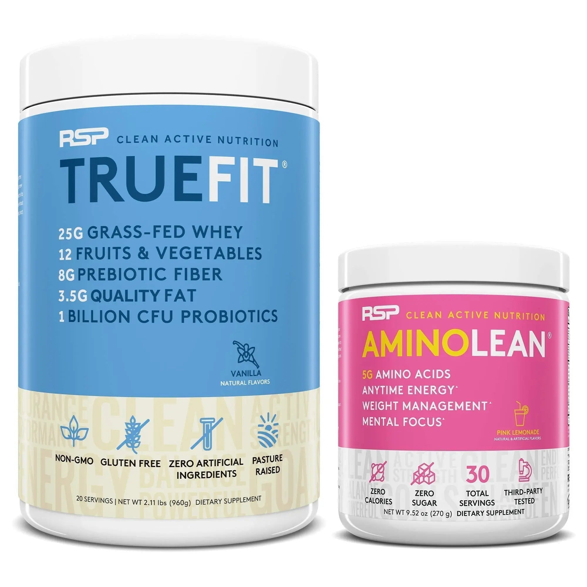 RSP NUTRITION TrueFit Protein Powder (Vanilla 2 LB) with AminoLean Pre Workout Energy RSP NUTRITION Au supplements