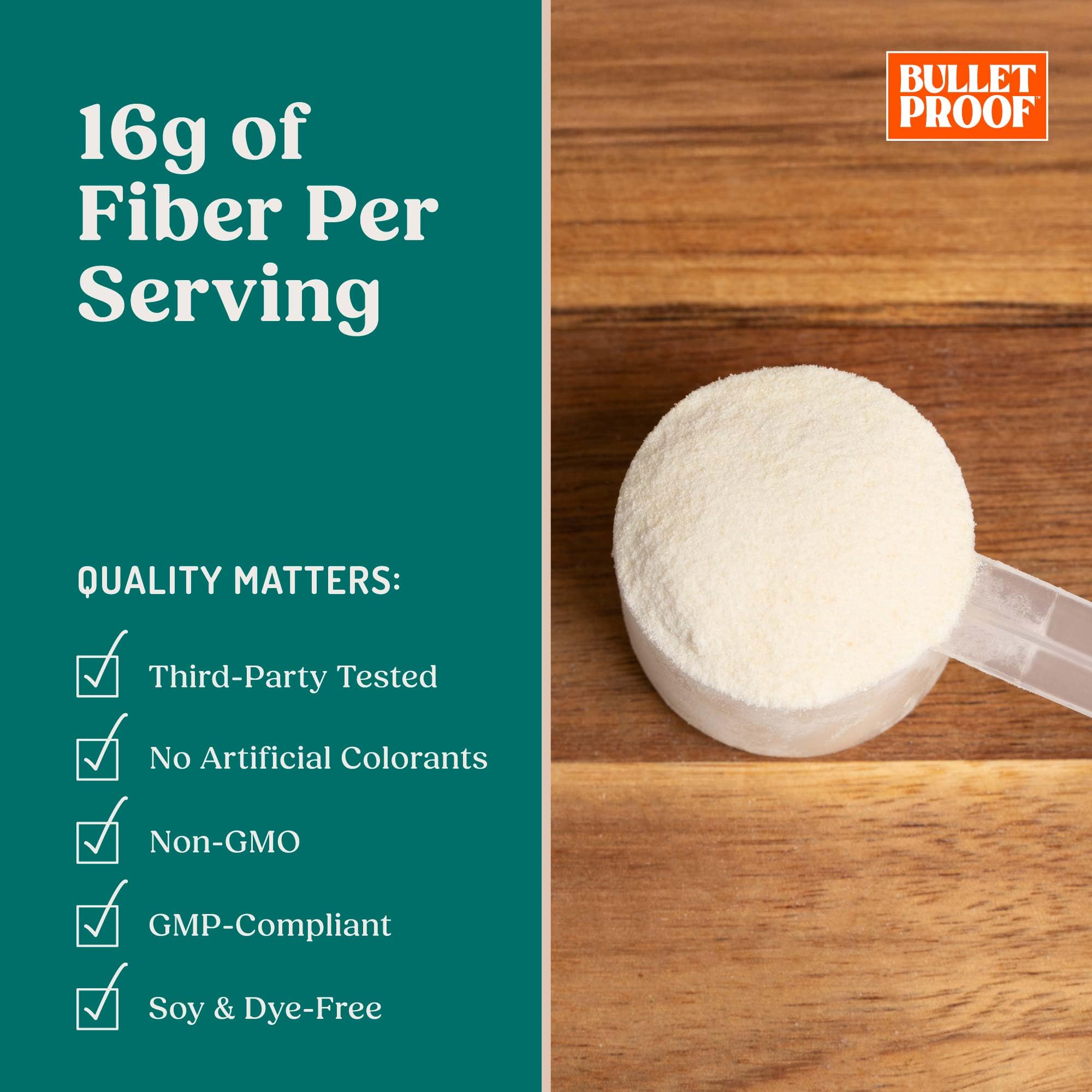 Bulletproof Innerfuel Prebiotic Fiber Powder, Unflavored, 16g Fiber, Plant-Sourced, Non-GMO & Third-Party Tested