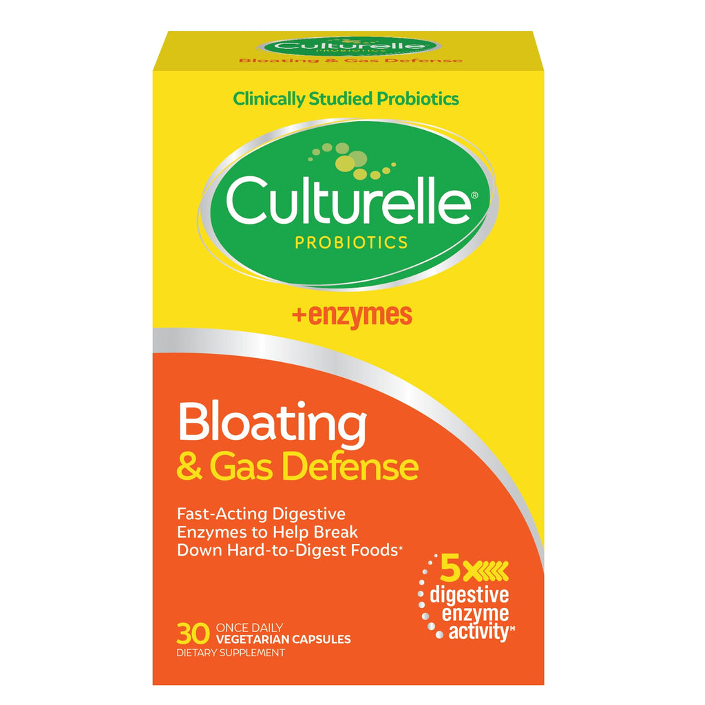 Culturelle Bloating & Gas Defense, Digestive Enzymes & Probiotics for Digestive Health, 30 Capsules, Supports Occasional Indigestion & Discomfort Culturelle Au supplements