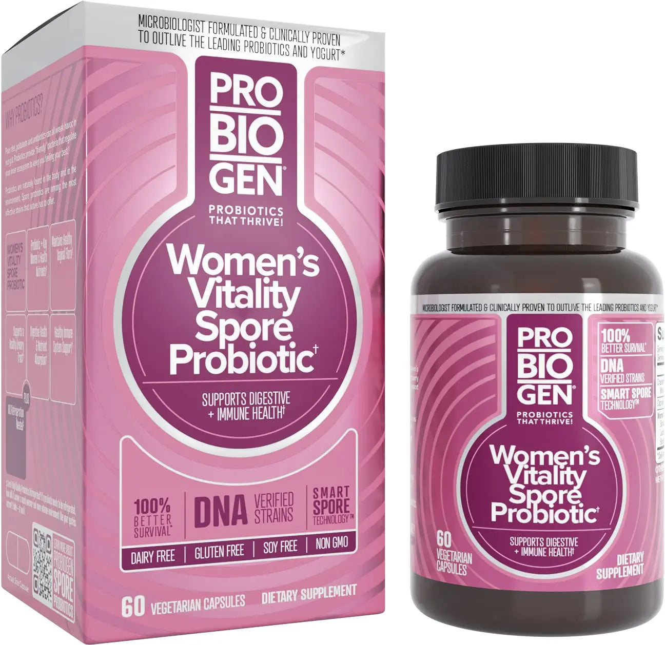 Women’s Daily Probiotic Supplement – Vitality Probiotic with Smart Spore Technology, Lactobacillus Cultures, Gut & Vaginal Health Support, Gluten-Free, Non-GMO - 60 Capsules Probiogen Au supplements
