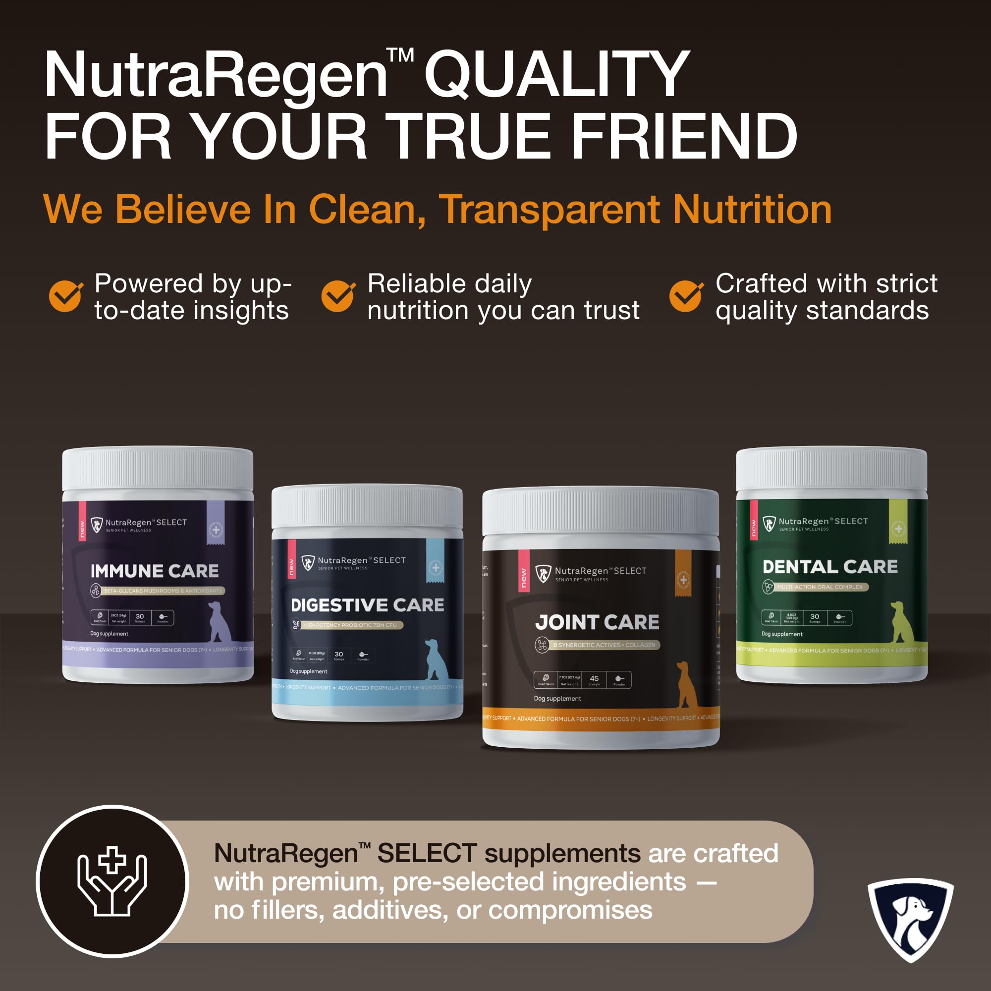 NutraRegen Select Senior Dog Joint Supplement 45 Scoops | Natural Glucosamine Chondroitin for Dogs with Collagen | Hip and Joint Powder | 7.7 Oz NutraRegen Au supplements
