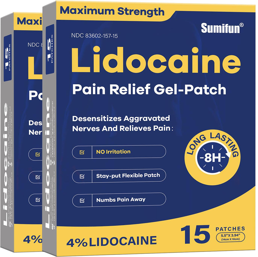 Sumifun 4% Lidocaine Patches Maximum Strength - 30 Count Pain Relief Patches for Back, Shoulder, Elbow, Knee, Muscle & Joint - Lower Back Pain Relief Products - Pain Patches Maximum Strength Lidocaine Sumifun Au supplements