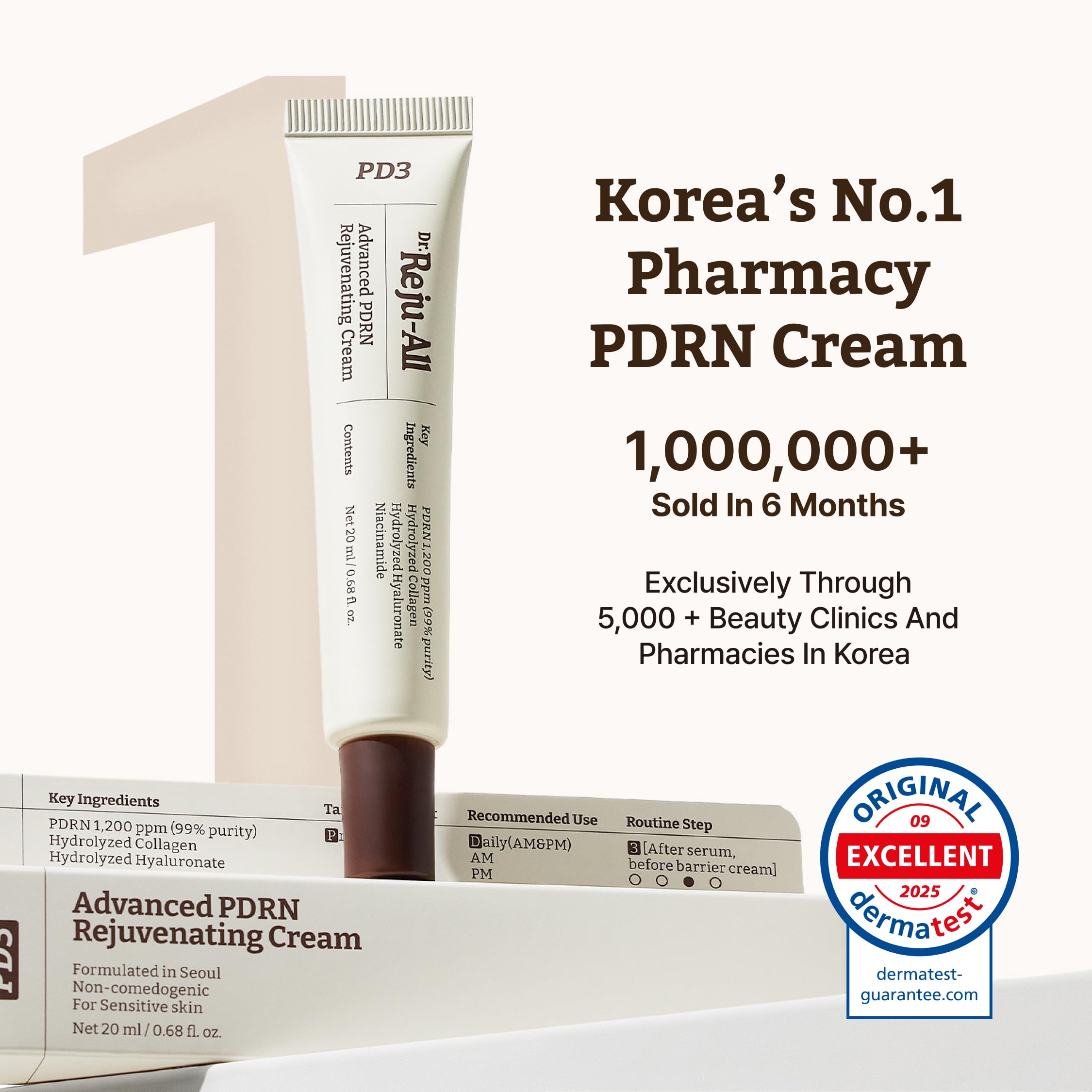 Dr. Reju-All PDRN Rejuvenating Cream – Rejuall PDRN Face Moisturizer – Optimal 1200ppm for Glass Skin & Plumping