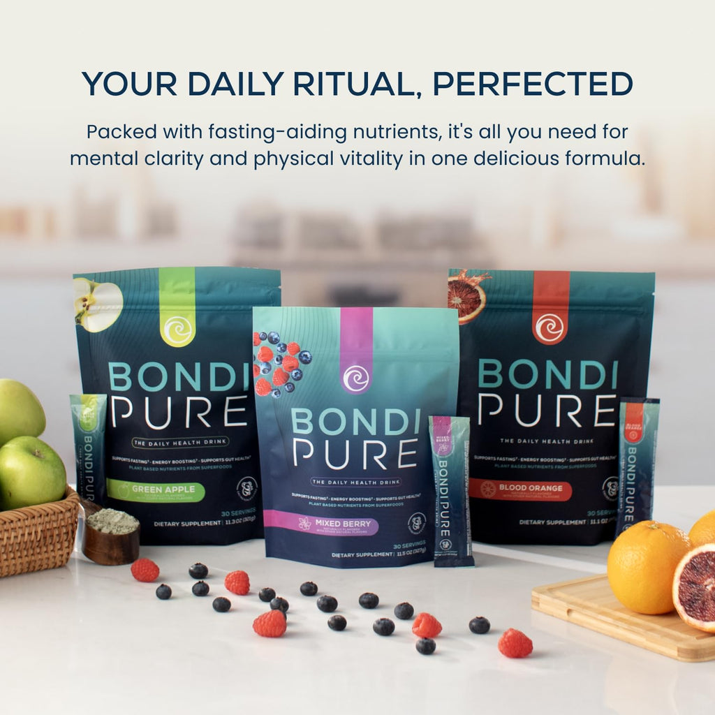 Bondi Pure - Daily Health & Detox Drink - Promote Gut Health & Energy Support During a Cleanse or Intermittent Fasting - Plant-Based Fibers,
