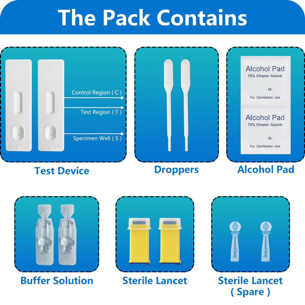 H Pylori Test Kit, Helicobacter Pylori Test Kit - Fast and Accurate, Self-Test at Home, Results in 10-15 Minutes, No Lab Visit Required OUROZO Au supplements
