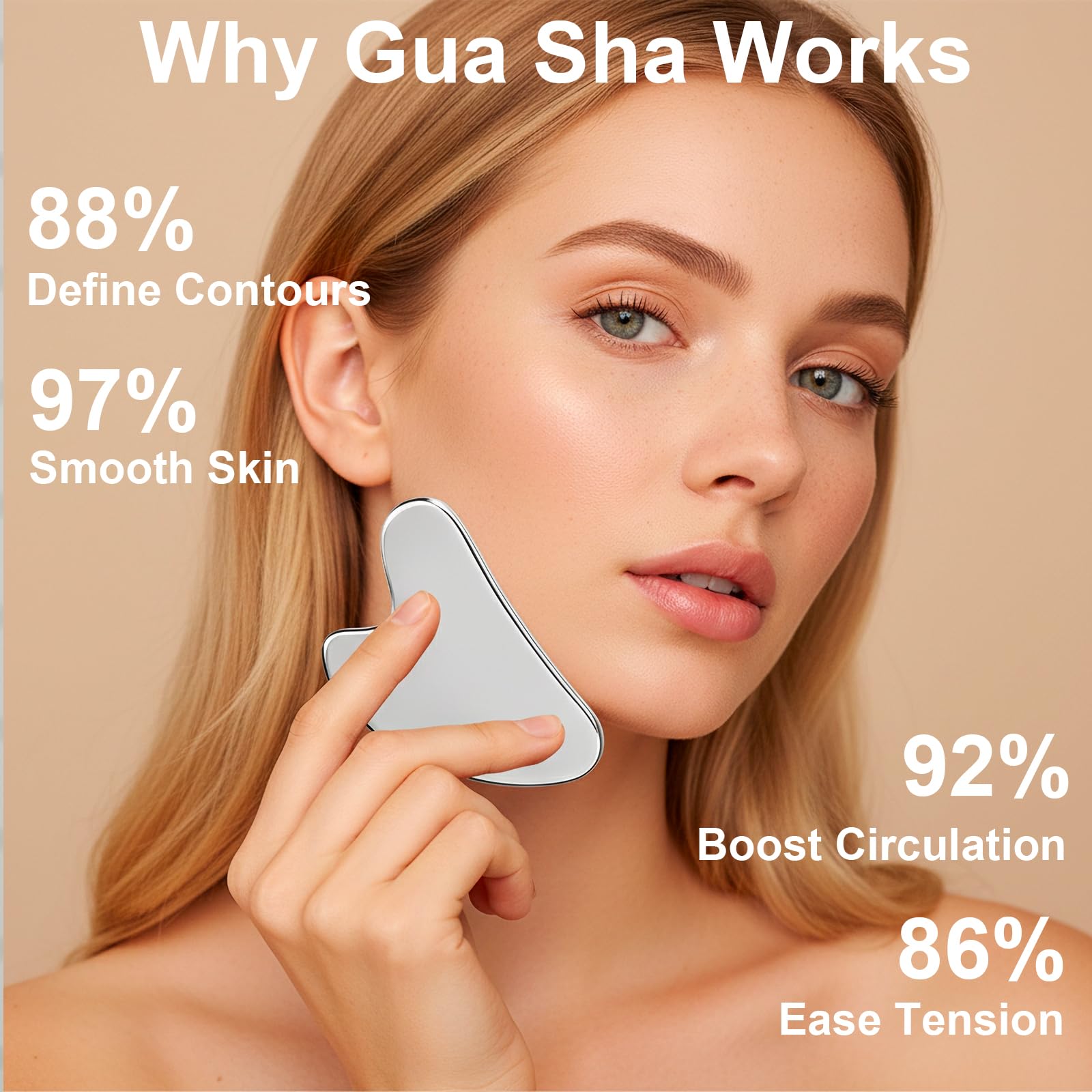 Stainless Steel Gua Sha Tool & Lymphatic Drainage Face Brush Set, TWPER Facial Massage Kit for Jawline Sculpting