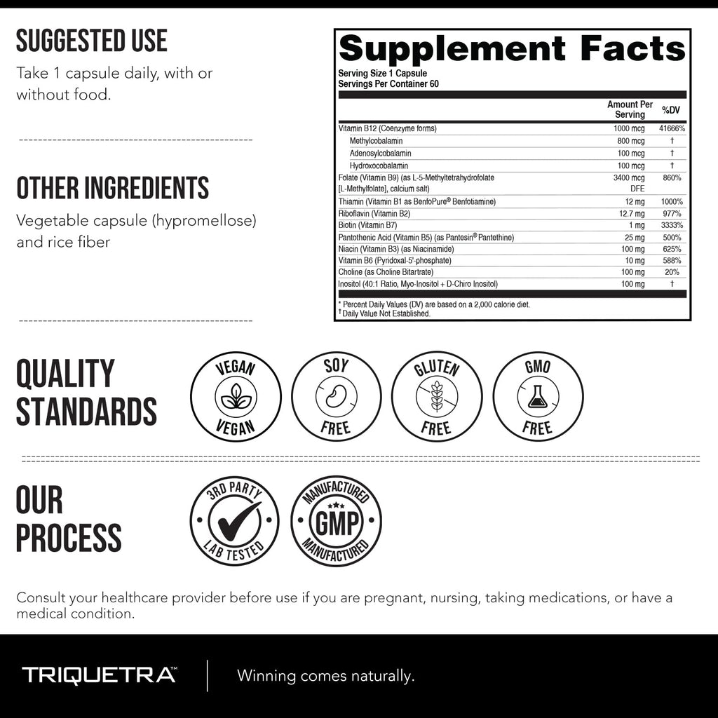 BioActive Vitamin B Complex - Blood Stream Ready, Methylated B Complex - Featuring Methylfolate, 3 BioActive Forms of B12, BenfoPure® B1 & Pantesin