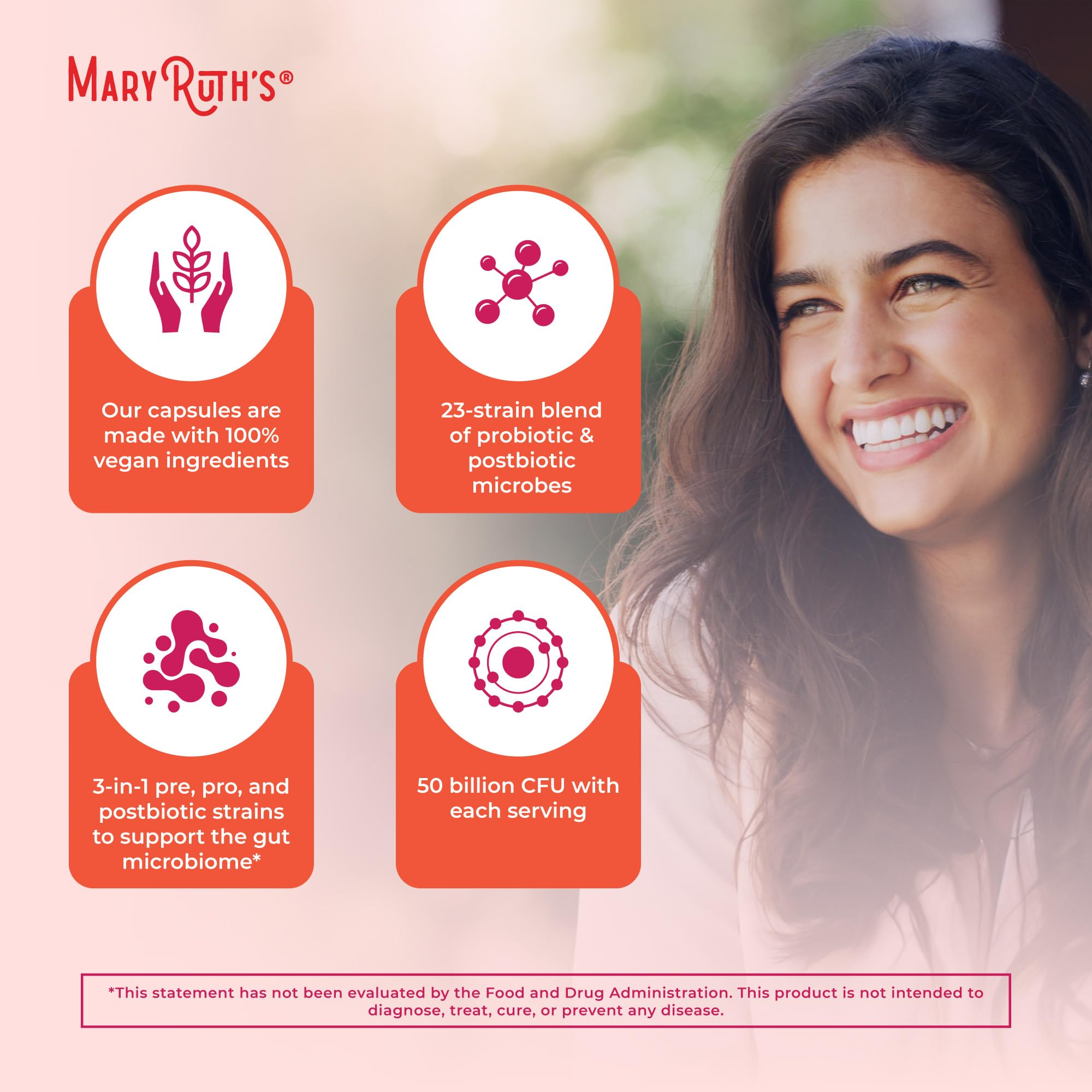 MARYRUTH'S 3-in-1 Daily Health Probiotics for Women | Hormone Support & Gut Health Supplement for Women | Women’s Probiotic