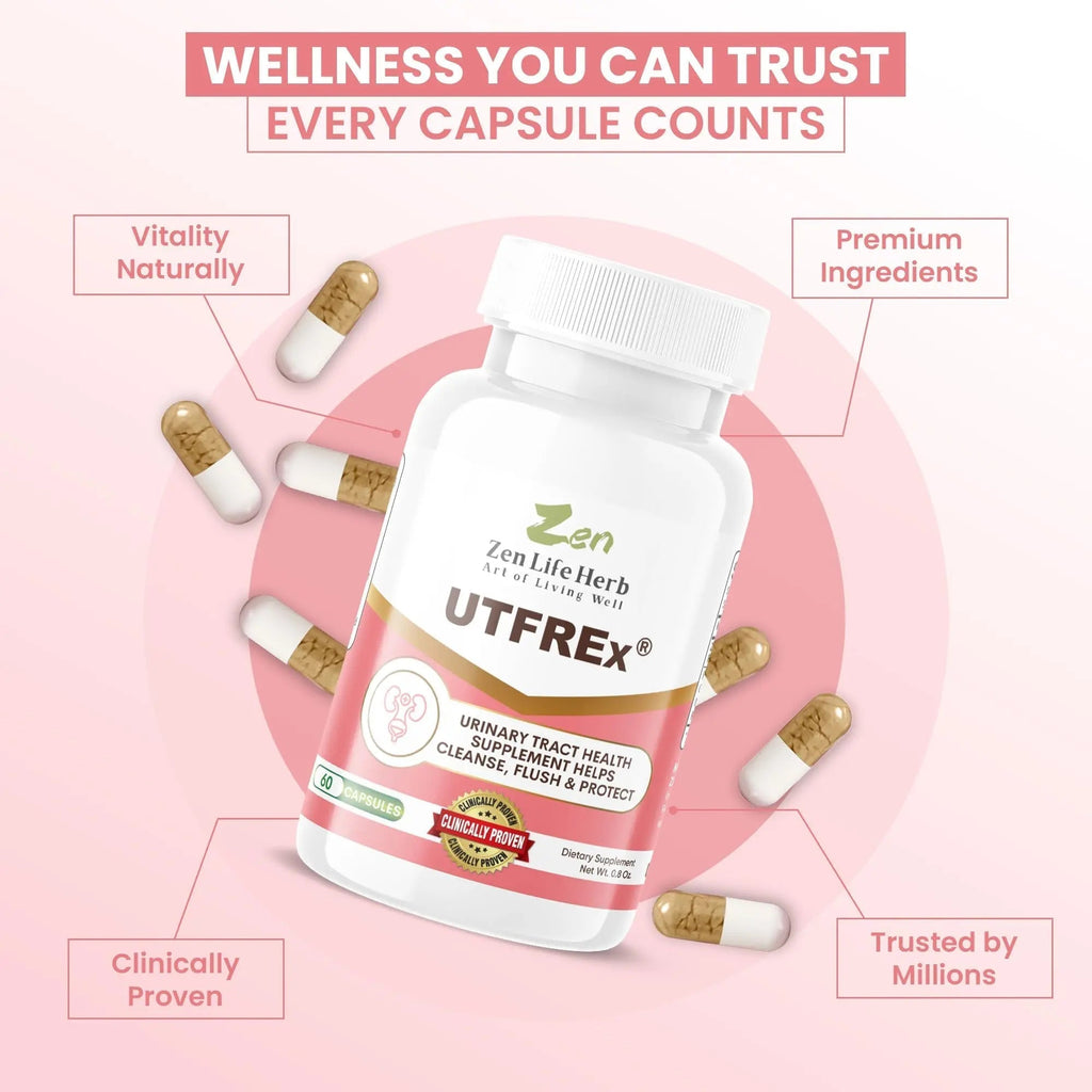 ZEN LIFE HERB UTFREx – Fast Acting - Promotes Urinary Tract Health Supports Healthy Immune and Urinary System, No Vitamins, Minerals, Prebiotics, Sugar, Plant-Based Supplement (60 Capsules) ZEN LIFE HERB Au supplements