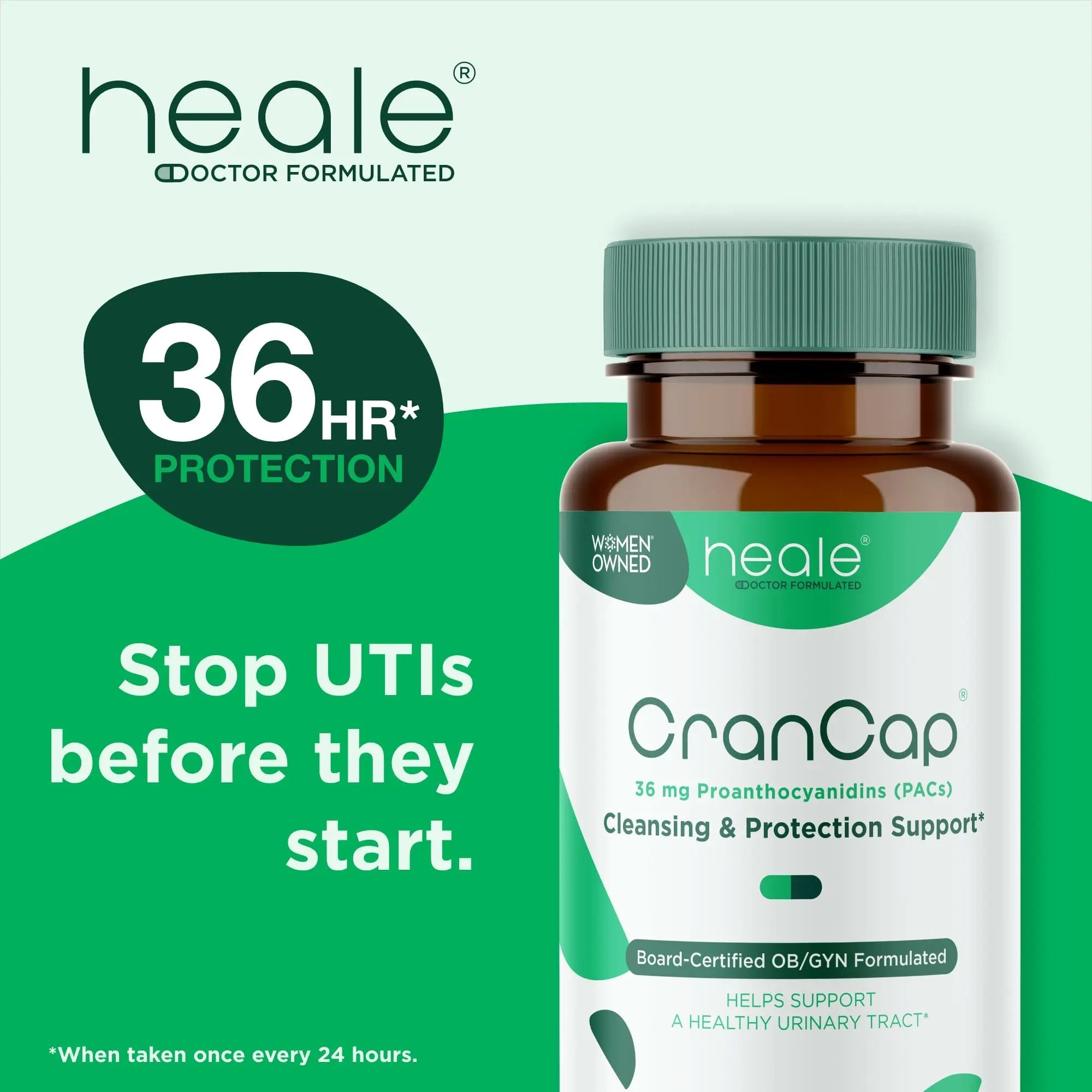 CranCap - Cranberry Pills - Urinary Tract Health Cranberry Supplement - 36mg of Potent PACs - Non GMO, Vegan, Gluten Free - by Heale - 30 Capsules CranCap Au supplements