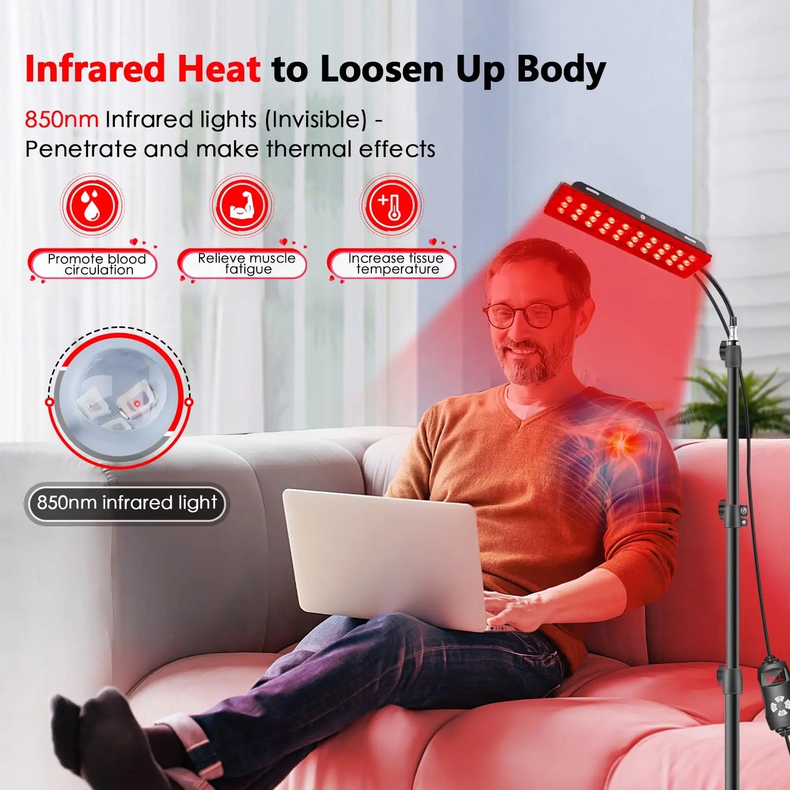 RUISQM Red Light Therapy Lamp, Infrared Light Therapy with Stand - 660nm Redlight & 850nm RUISQM Au supplements
