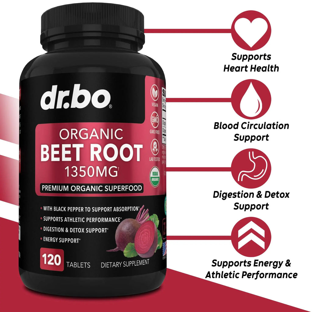 Organic Beet Root Capsules Supplements - 1350mg Beetroot Powder Extract Pills, Organic DR. BO Au supplements