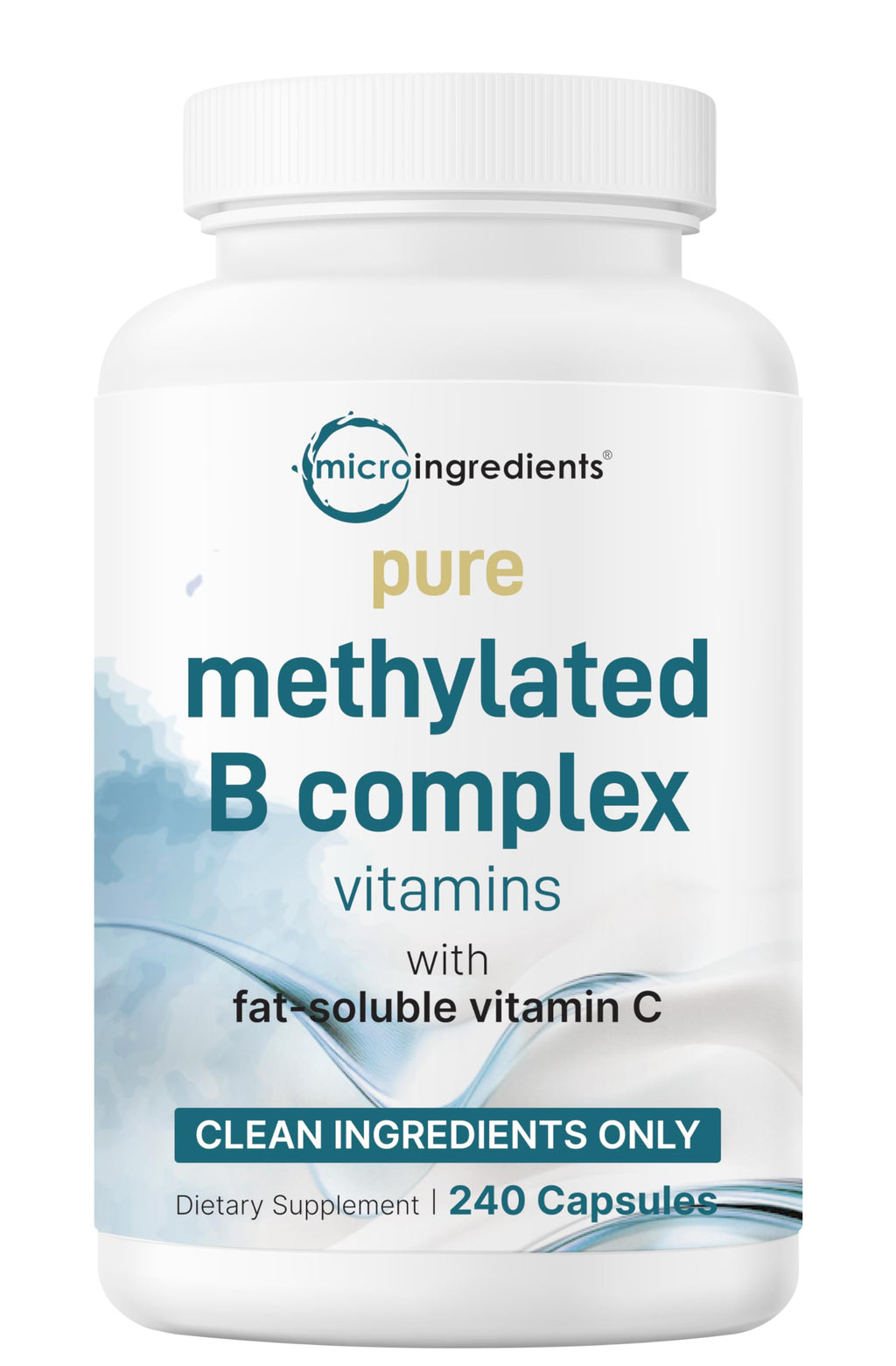Micro Ingredients Pure Methylated B Complex, 240 Capsules | 11-in-1 Formula with Methylfolate, B12, Thiamin, Inositol, Choline, & Fat Soluble Vitamin C