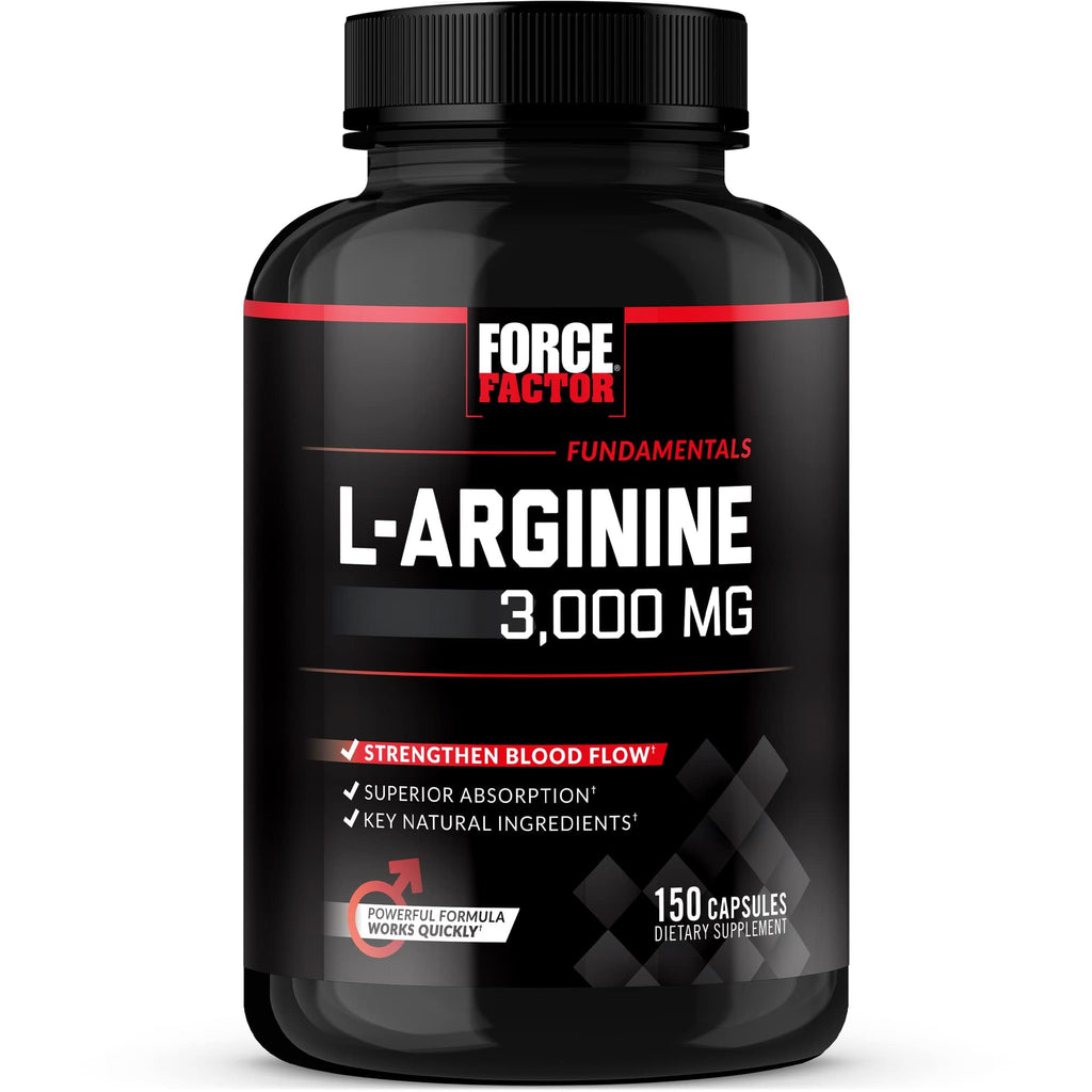 Force Factor L-Arginine Nitric Oxide Supplement with BioPerine to Help Build Muscle and Support Stronger Blood Flow, Circulation, Nutrient Delivery