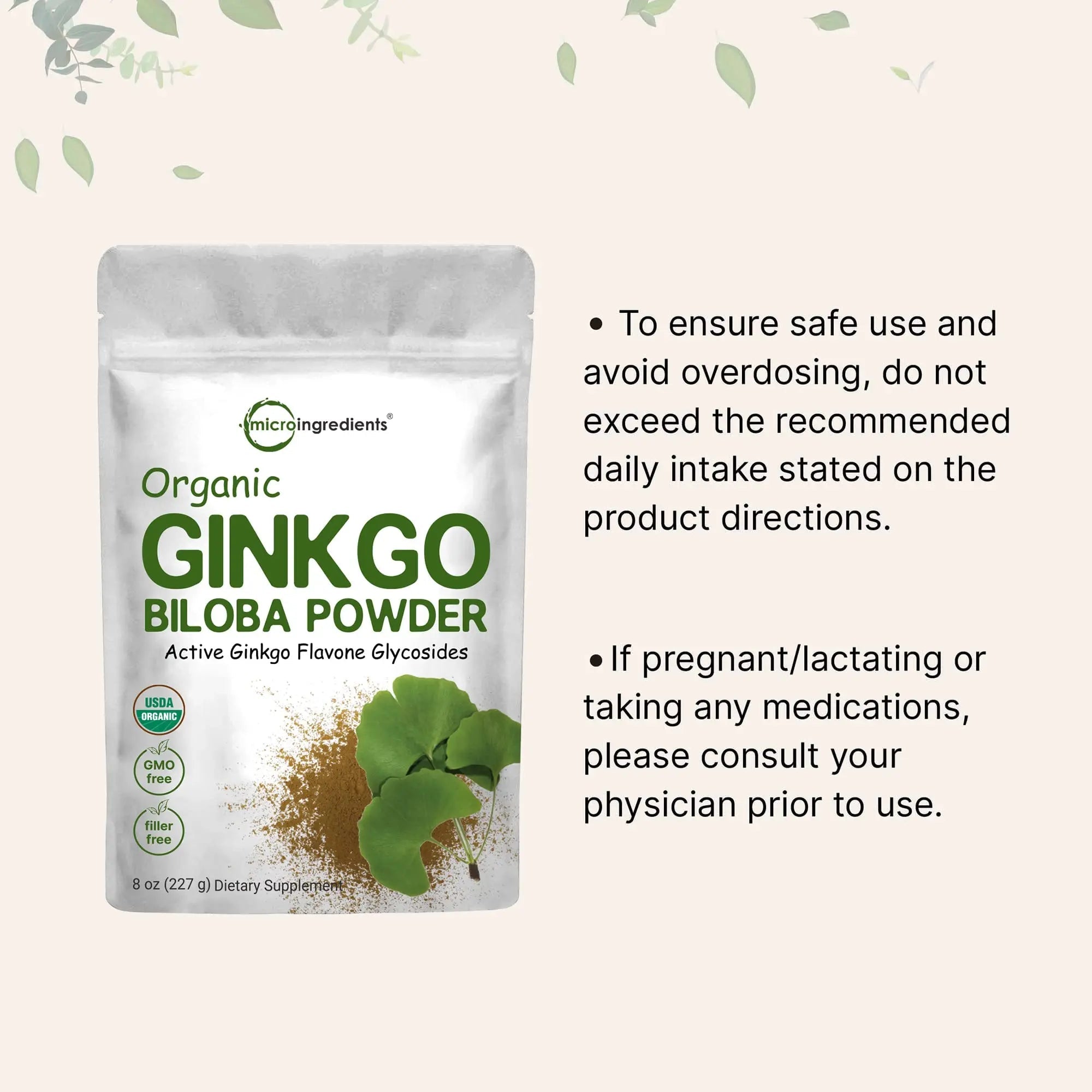 Micro Ingredients Raw Organic Ginkgo Biloba Powder, 8 Ounce (18 Months Supply) Micro Ingredients Au supplements