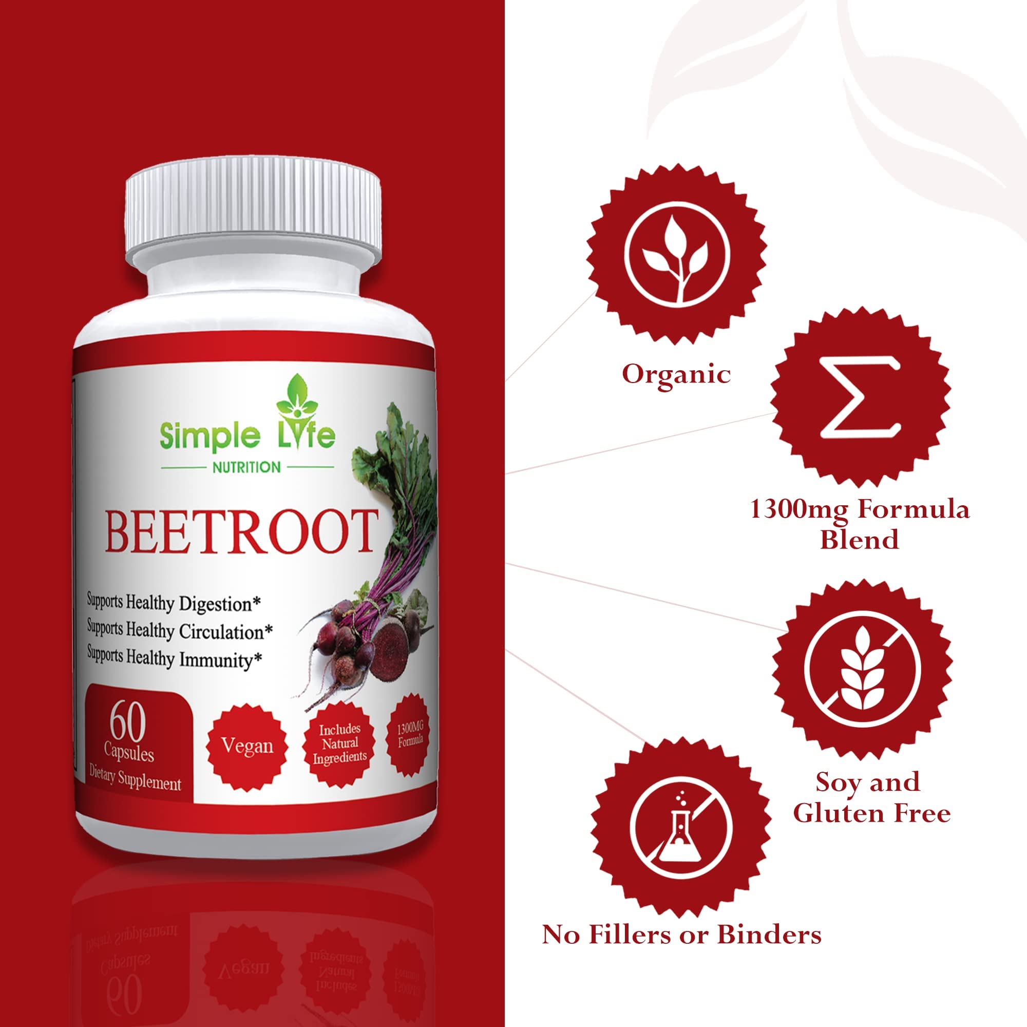 Simple Life Nutrition Organic Beet Root Powder Capsules - Nitric Oxide Booster for Men Simple Life Nutrition Au supplements