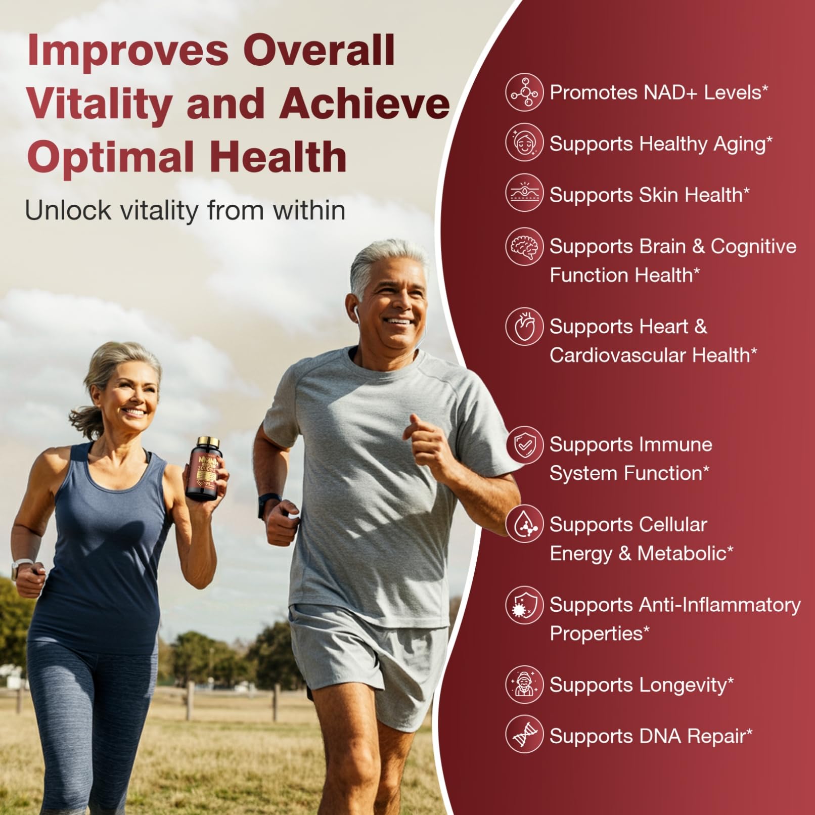 19 in 1 NMNH (Dihydronicotinamide Mononucleotide) 1000mg Per Serving, Nad Supplement Boost NAD+ Levels Nad Resveratrol Supplement with Quercetin, Vitamin D3 K2, Healthy Aging, Energy, 90 Capsules molorik pure Au supplements