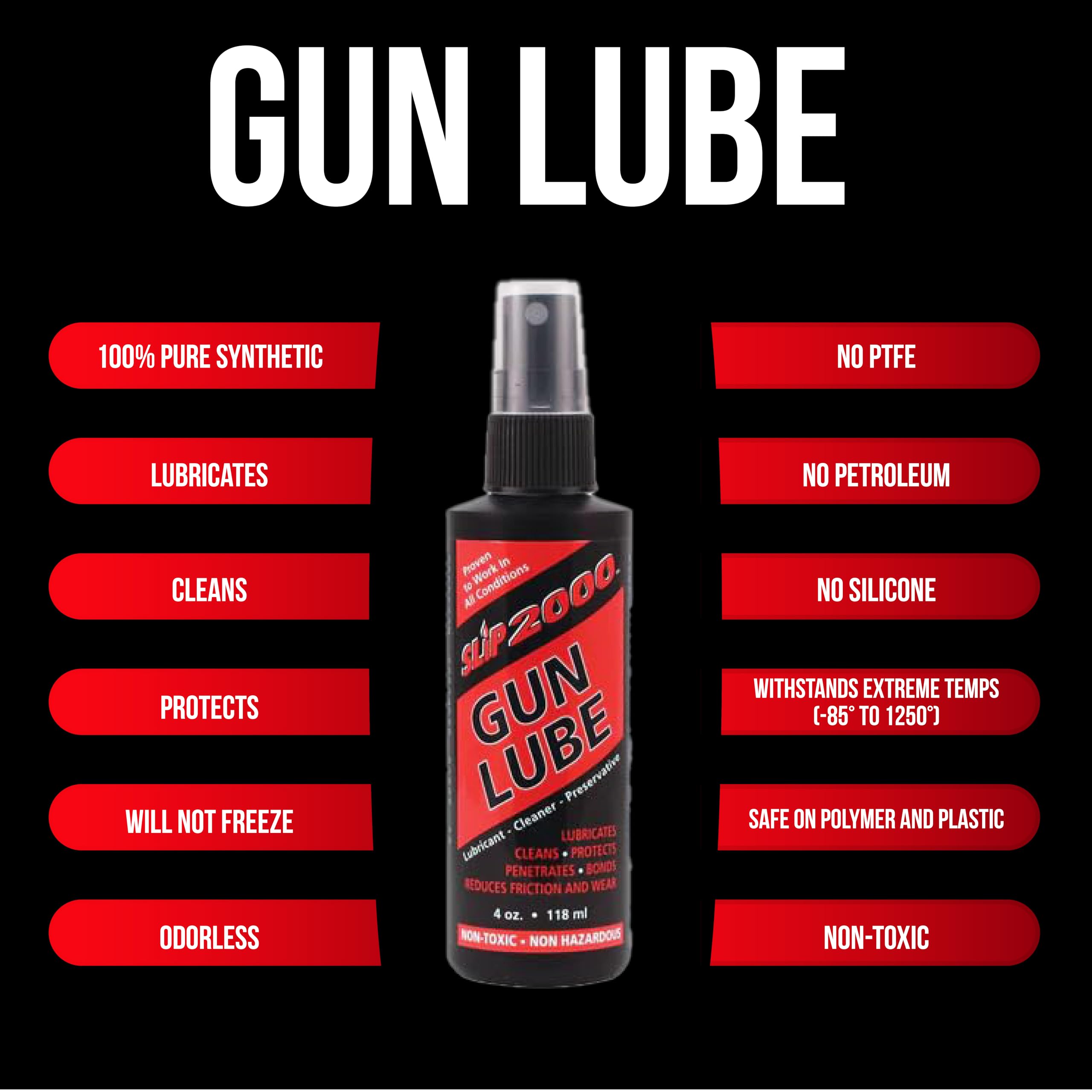 Slip 2000 Gun Lube, 100% Pure Synthetic CLP, Performs in All Conditions, Gun Lubricants for Peak Performance, Reduces Heat, Eliminates Excessive Wear, Shotguns, Rifles and Pistols, 4-Ounce Pump Slip2000 Au supplements