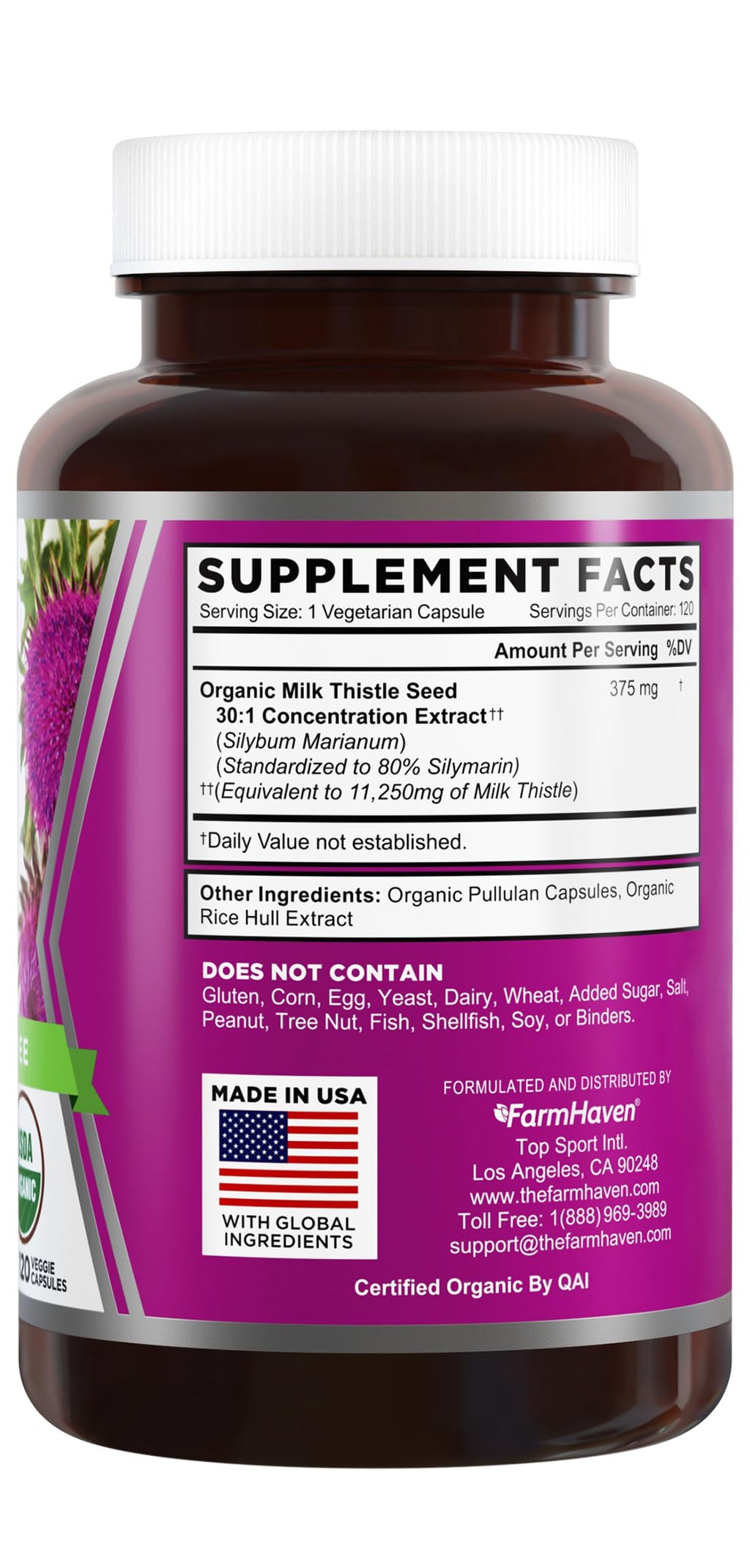 FarmHaven USDA Organic Milk Thistle Capsules | 30X Concentrated Seed Extract & 80% Silymarin Standardized - Supports Liver Function and Overall Health