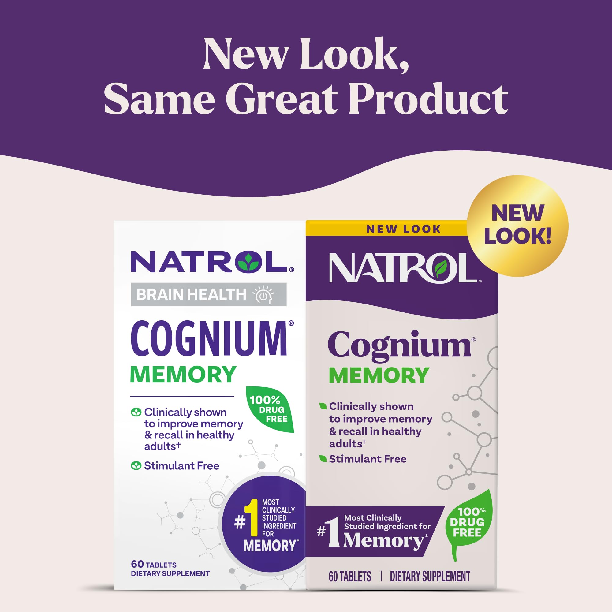 Natrol Cognium Memory, Brain Health Supplements for Adults, Brain Memory Supplements, Enhances Mental Agility in Healthy Adults,