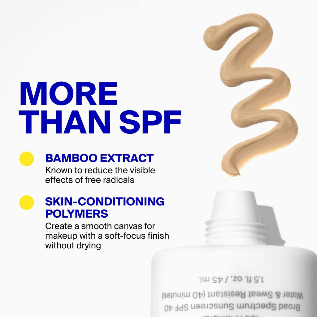 Supergoop! Mineral Mattescreen (SPF 40) - 45 mL - Mineral, Oil-Free Broad Spectrum Sunscreen - Smooths Skin’s Appearance