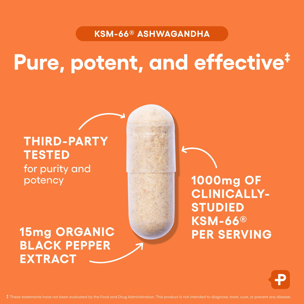 Physician's CHOICE KSM-66 Ashwagandha Root Powder Extract 1,000mg - Organic - with Black Pepper for Maximum Absorption - 5% Withanolides