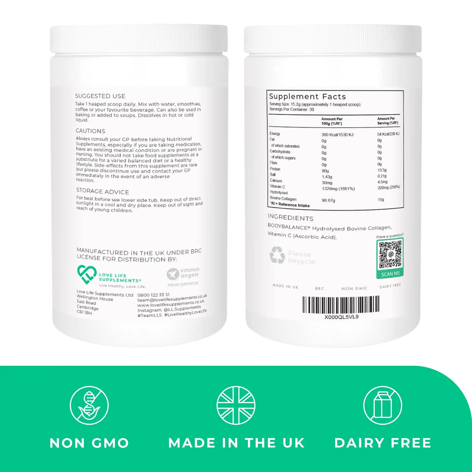 BODYBALANCE® Collagen Powder by LLS - Hydrolysed Bovine Collagen Peptides Types 1 & 3 with Vitamin C - Joint, Ligament LOVE LIFE SUPPLEMENTS Au supplements