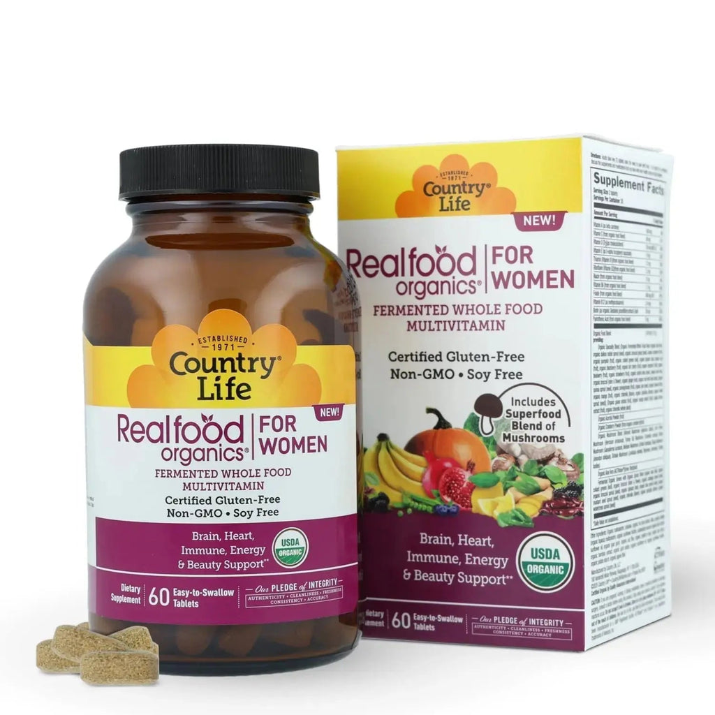 Country Life Realfood Organics Women’s Multivitamin – USDA Organic, Vegan, Gluten-Free – 1,300mg Fermented Whole Foods, Vitamins D, E, B, Folate & Biotin Country Life Au supplements