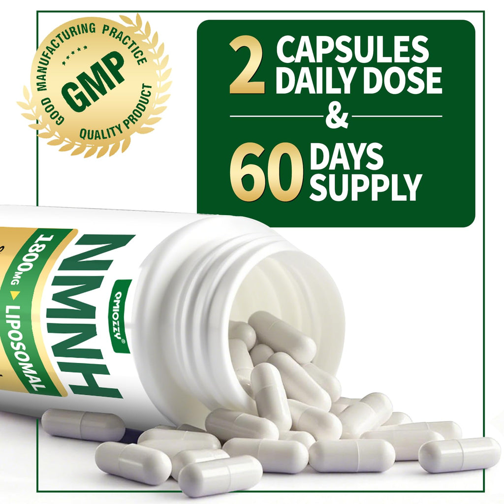 NMNH Supplement 1000mg - Nicotinamide Mononucleotide Alternative, Boost NAD+ with Liposomal Resveratrol & Nicotinamide Riboside NR, for Healthy Cellular, Aging, Energy, 120 Vegan Non-GMO Capsules Qmiozzy Au supplements