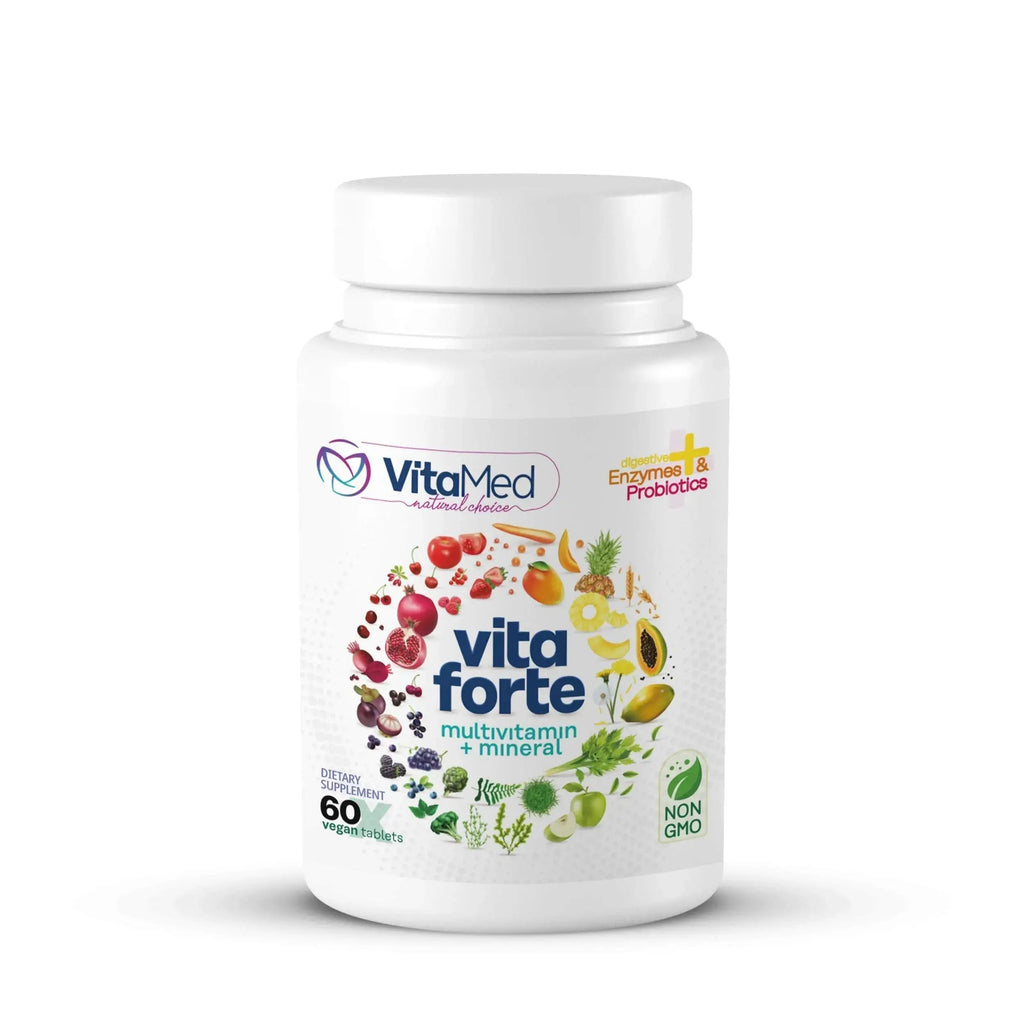 Vita Forte Vegan Multivitamin with Probiotics, Digestive Enzymes & 42 Fruits & Vegetables – Halal Certified VitaMed Au supplements