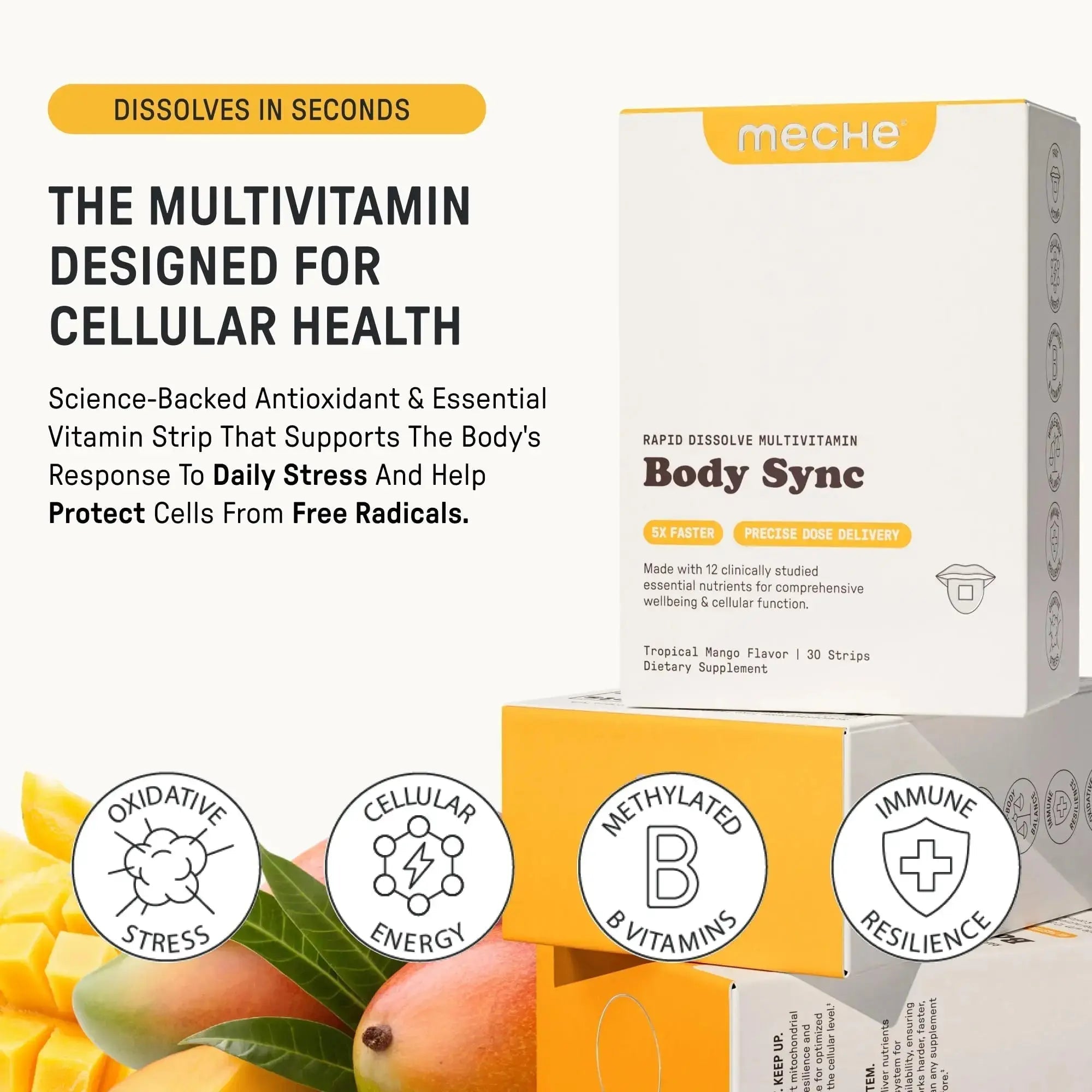 Meche Multivitamin for Women and Men Strip Supplements - Vitamins A, C, D, B6, Methylated B12, Folate, Biotin - Beauty, Energy, Immune Support Meche Au supplements