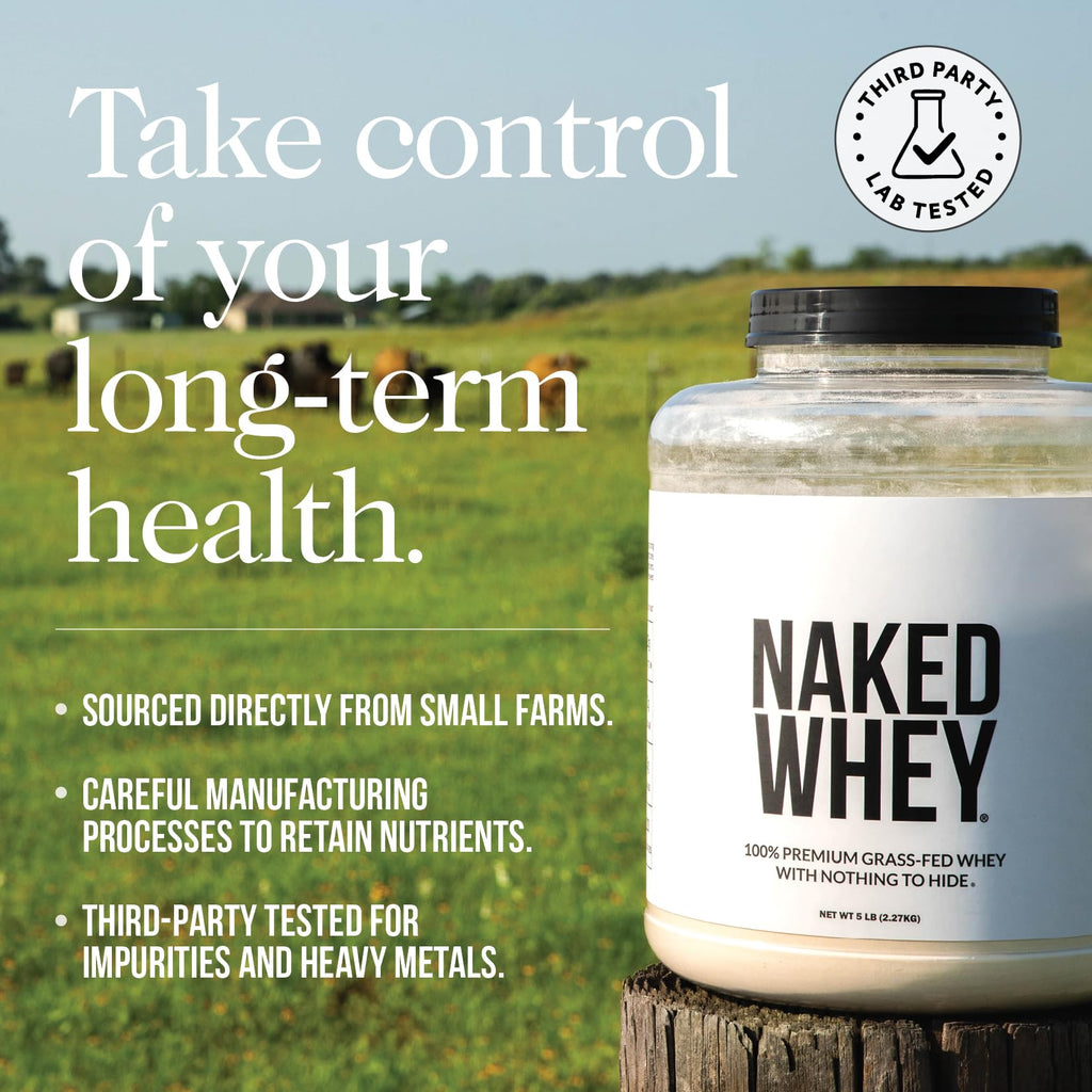 NAKED Whey 1Lb - Only 1 Ingredient, Grass Fed Whey Protein Powder, NSF Certified, Undenatured, No Gmos, No Soy, Gluten Free