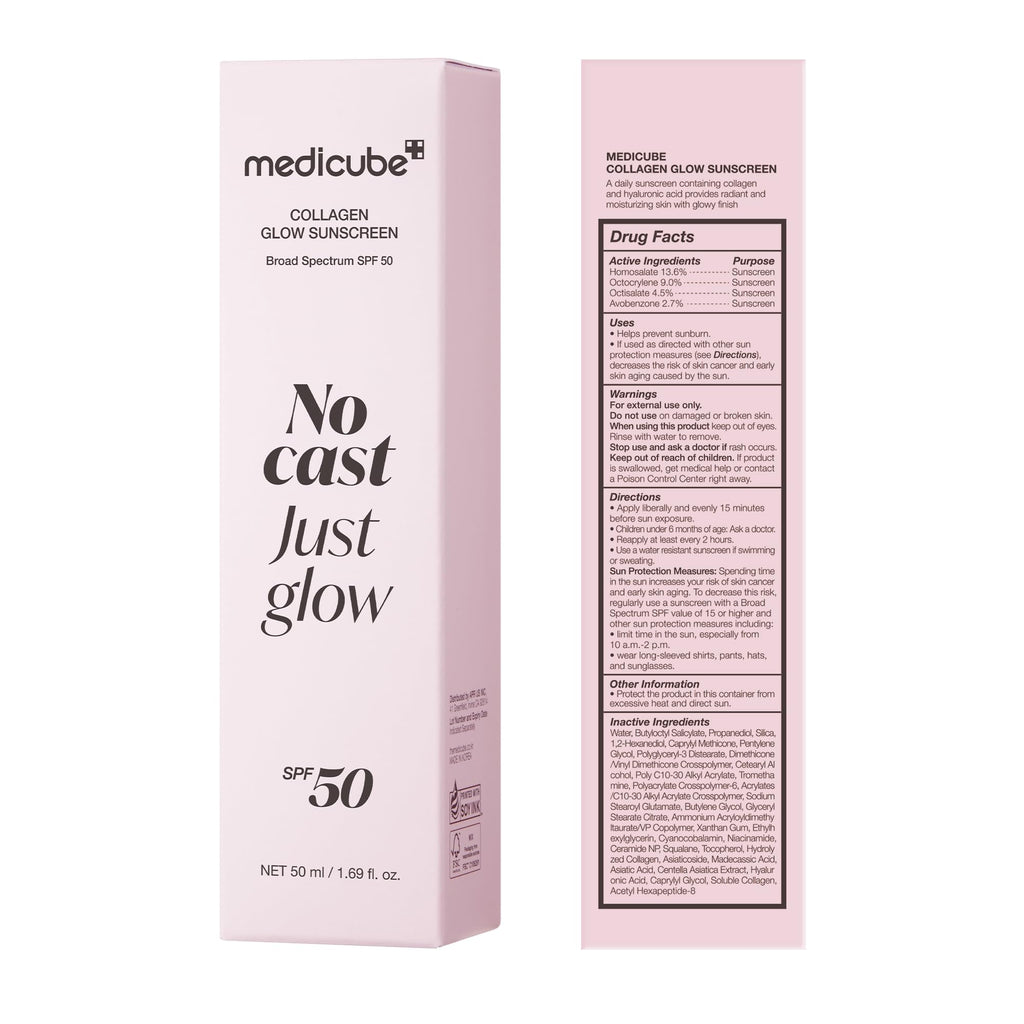 medicube No Cast Just Glow Collagen Sunscreen | SPF 50 Broad Spectrum Face Sunscreen