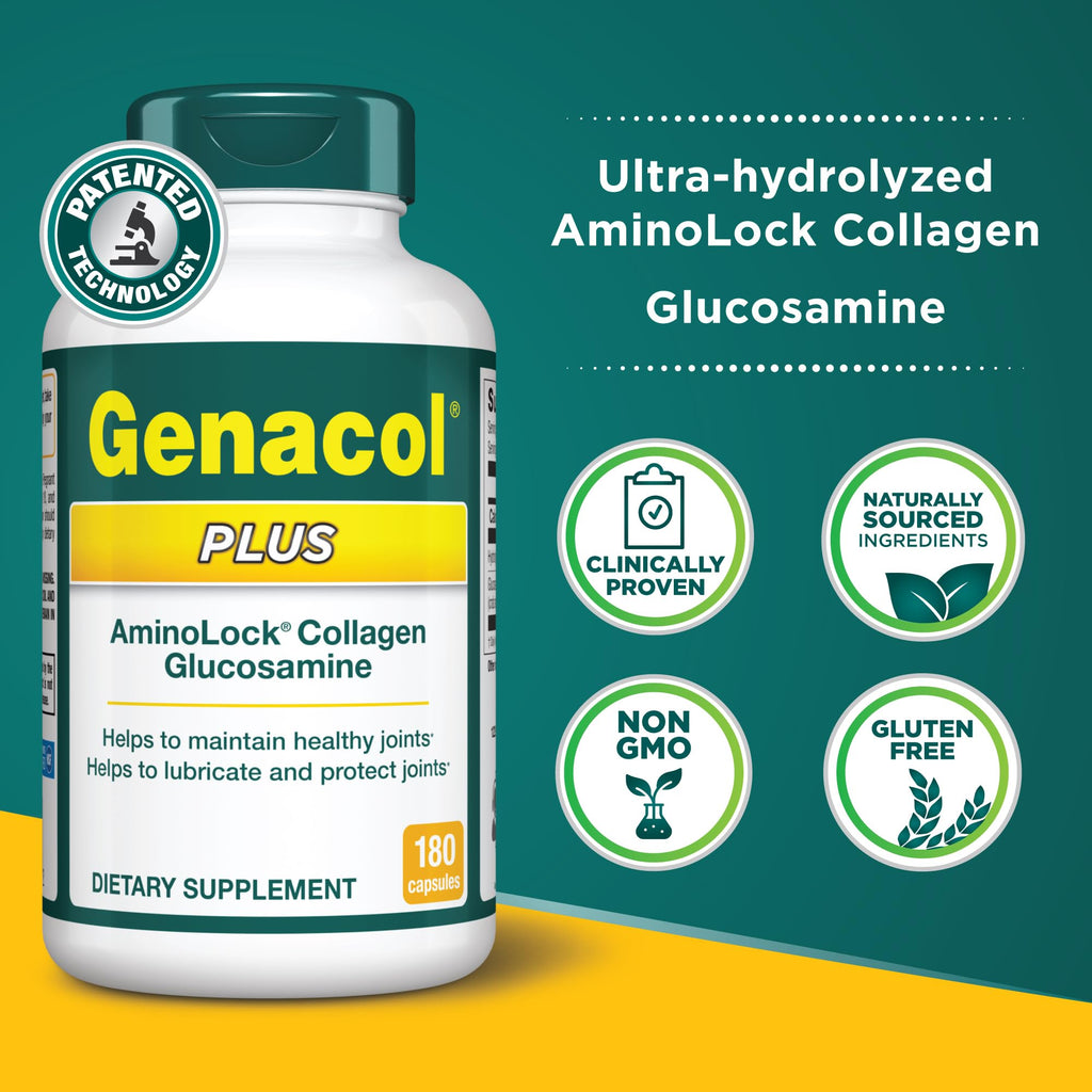 Genacol Plus – Glucosamine and Collagen Joint Supplement, Lubricates, Protects and Maintains Heathy Joints, Relieves Joint Discomfort Plus, 180 Capsules (60-Day Supply) Genacol Au supplements
