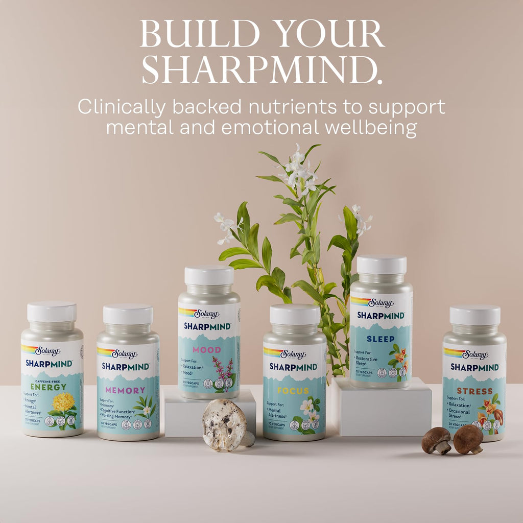 SOLARAY SharpMind Focus, Mental Alertness Nootropic Supplement, Memory Support, Each Capsule with Cognizin Citicoline, Vegan, 60 Day Money Guarantee, 30 Serv 30 Vegetarian Capsules Pills SOLARAY Au supplements