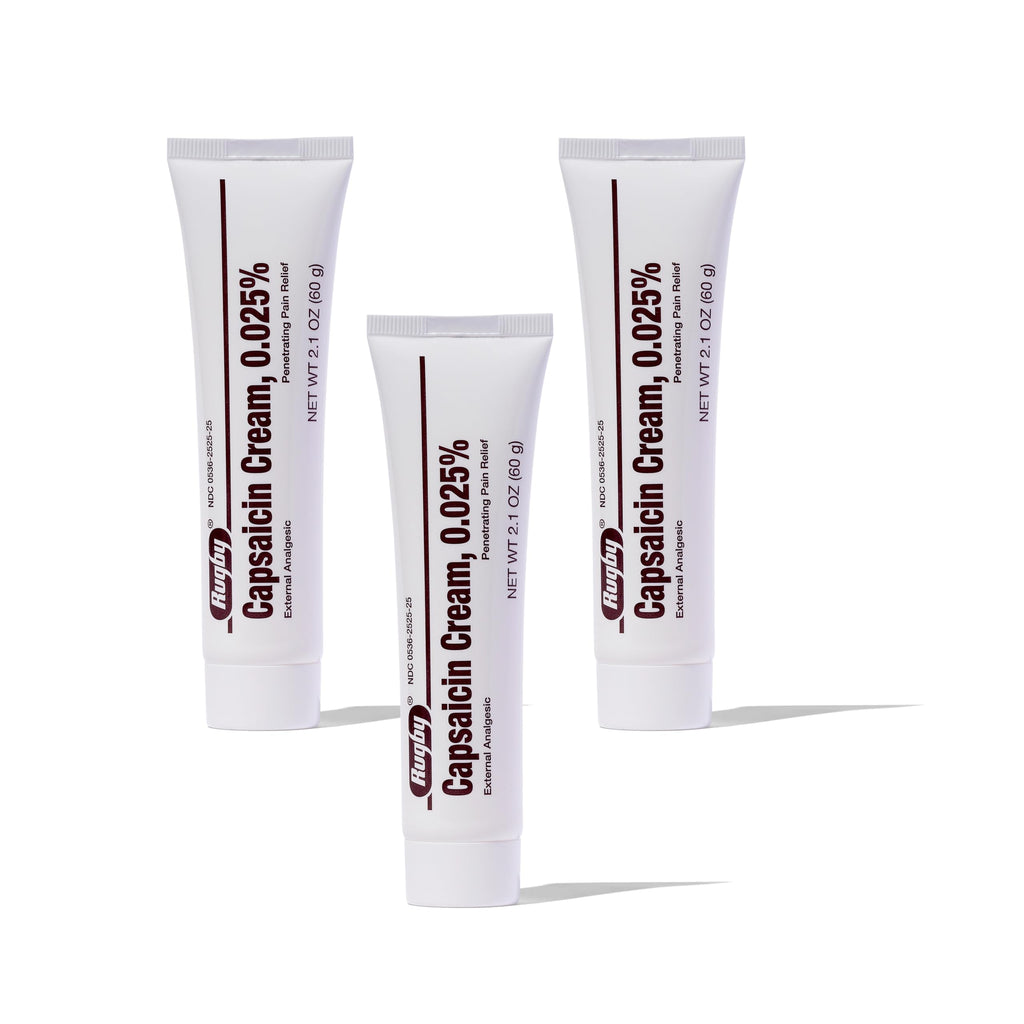 Rugby Capsaicin 0.025% Cream for Penetrating Pain Relief - 2.1 Oz (60g) (3 Pack) RUGBY LABORATORIES Au supplements