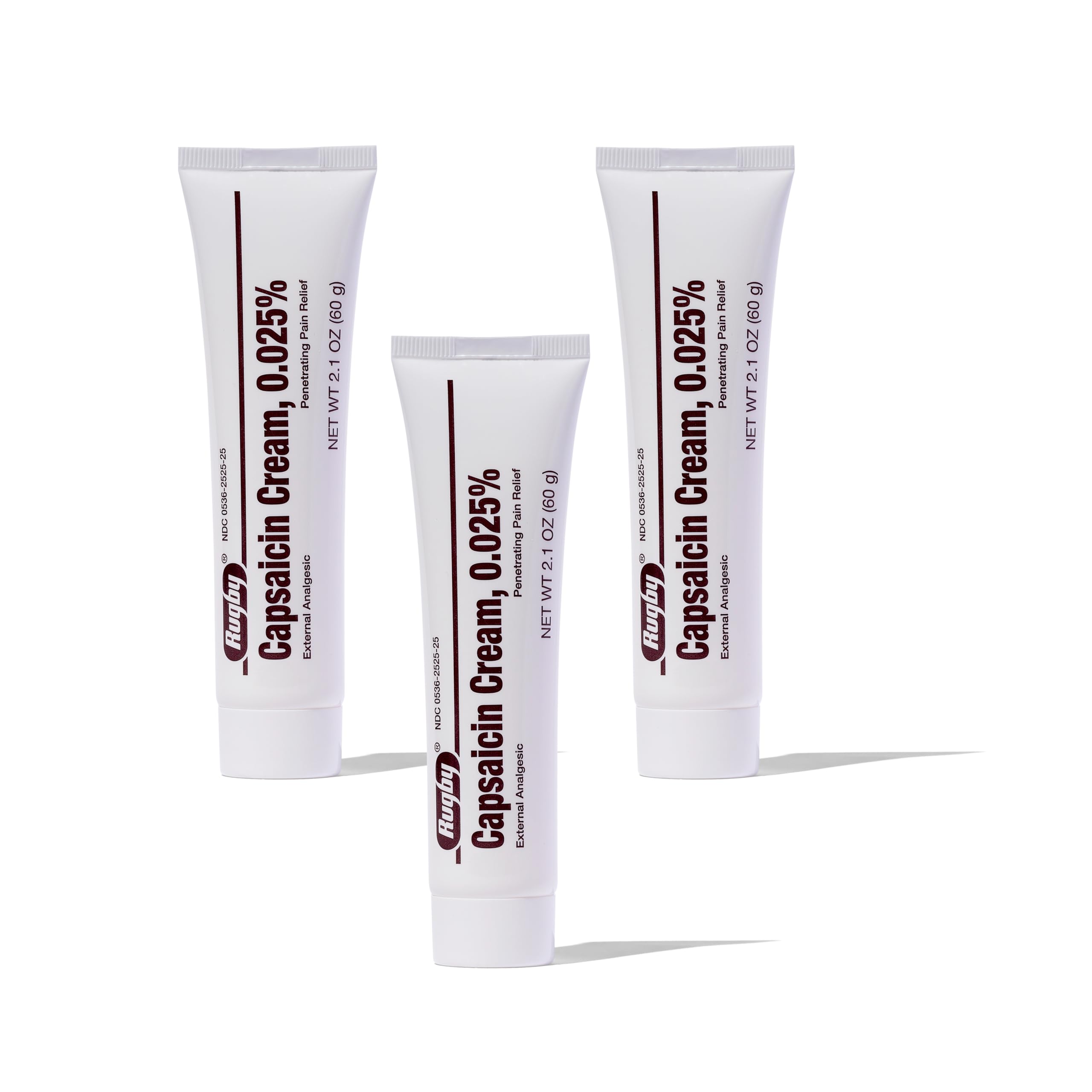 Rugby Capsaicin 0.025% Cream for Penetrating Pain Relief - 2.1 Oz (60g) (3 Pack) RUGBY LABORATORIES Au supplements