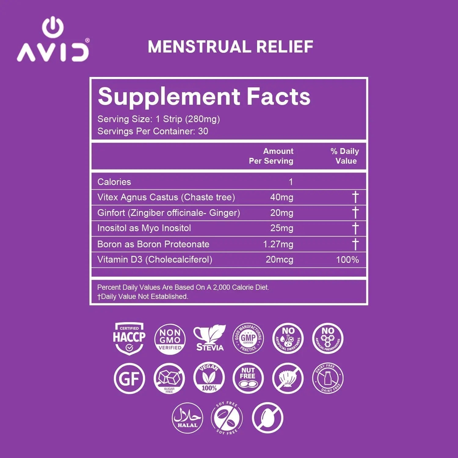 AVID Playboy - Menstrual Relief PMS Oral Strips (30 Edible Strips) Fast Dissolving PMS Cramp Relief & Hormonal Balance Strips for Women - Lemon Ginger Flavored Multi-Benefit PMS Supplement for Women Avid Au supplements