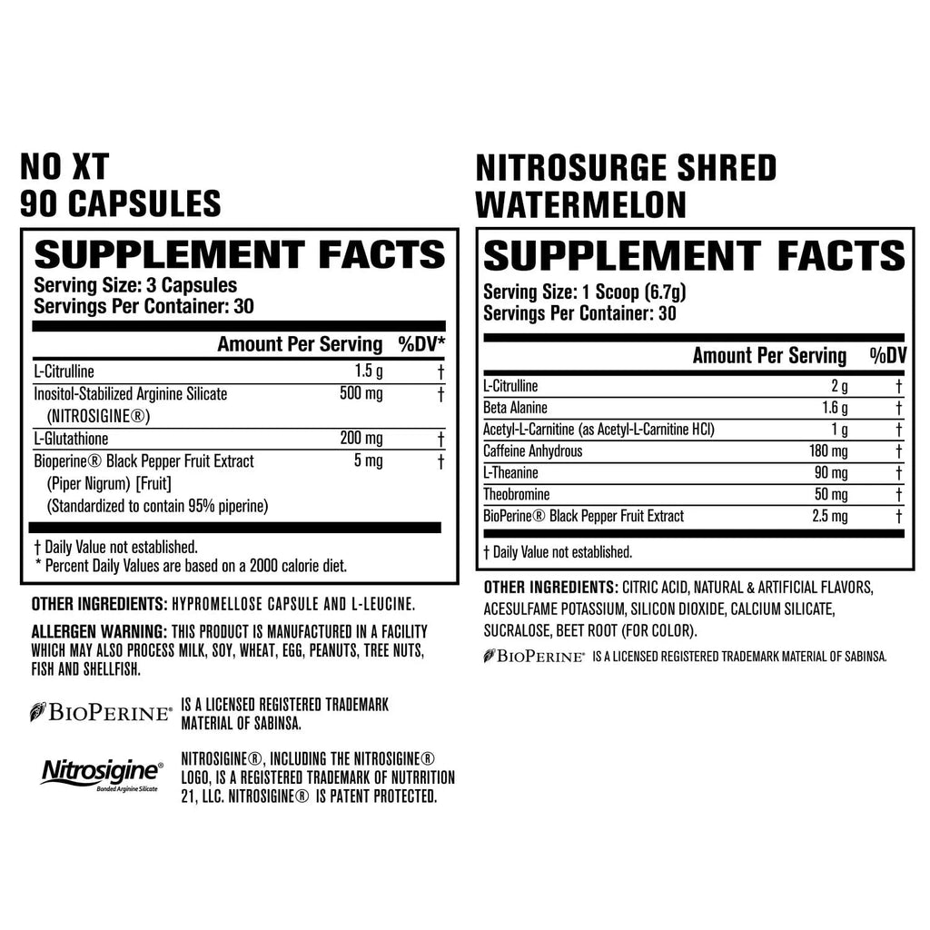 Jacked Factory Nitrosurge Shred Thermogenic Pre-Workout in Watermelon & N.O. XT Nitric Jacked Factory Au supplements