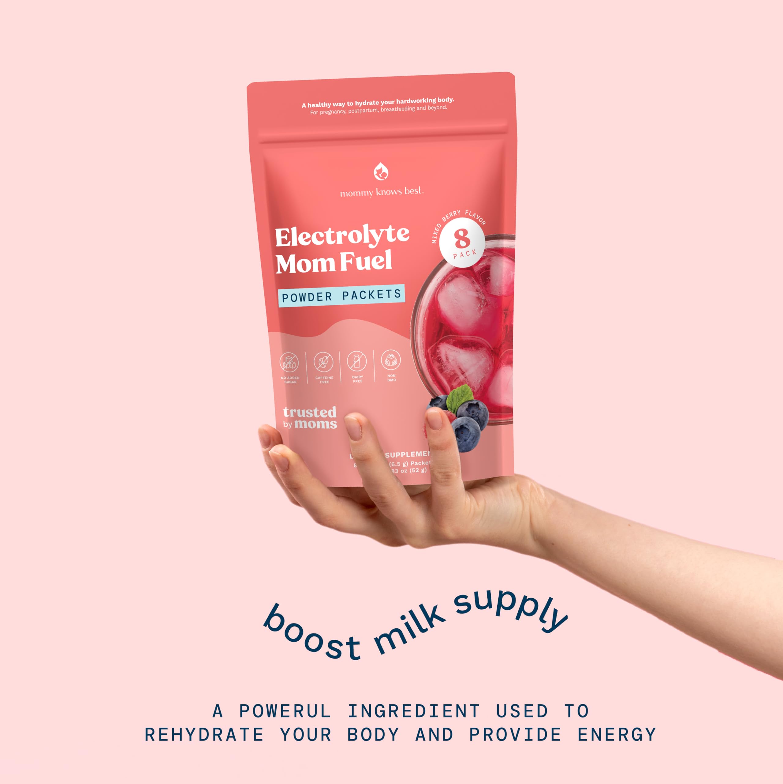Mommy Knows Best Mom Fuel Electrolyte Drink Mix for Moms, Hydration Support - for Pregnancy, Prenatal, Electrolytes + Trace Minerals,