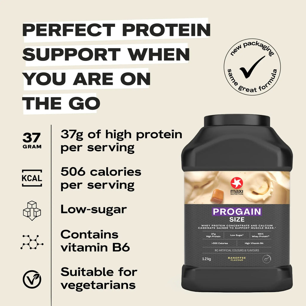 MaxiNutrition - Progain, Banoffee - Whey Protein Powder for Size & Muscle Mass – Low Sugar MaxiNutrition Au supplements