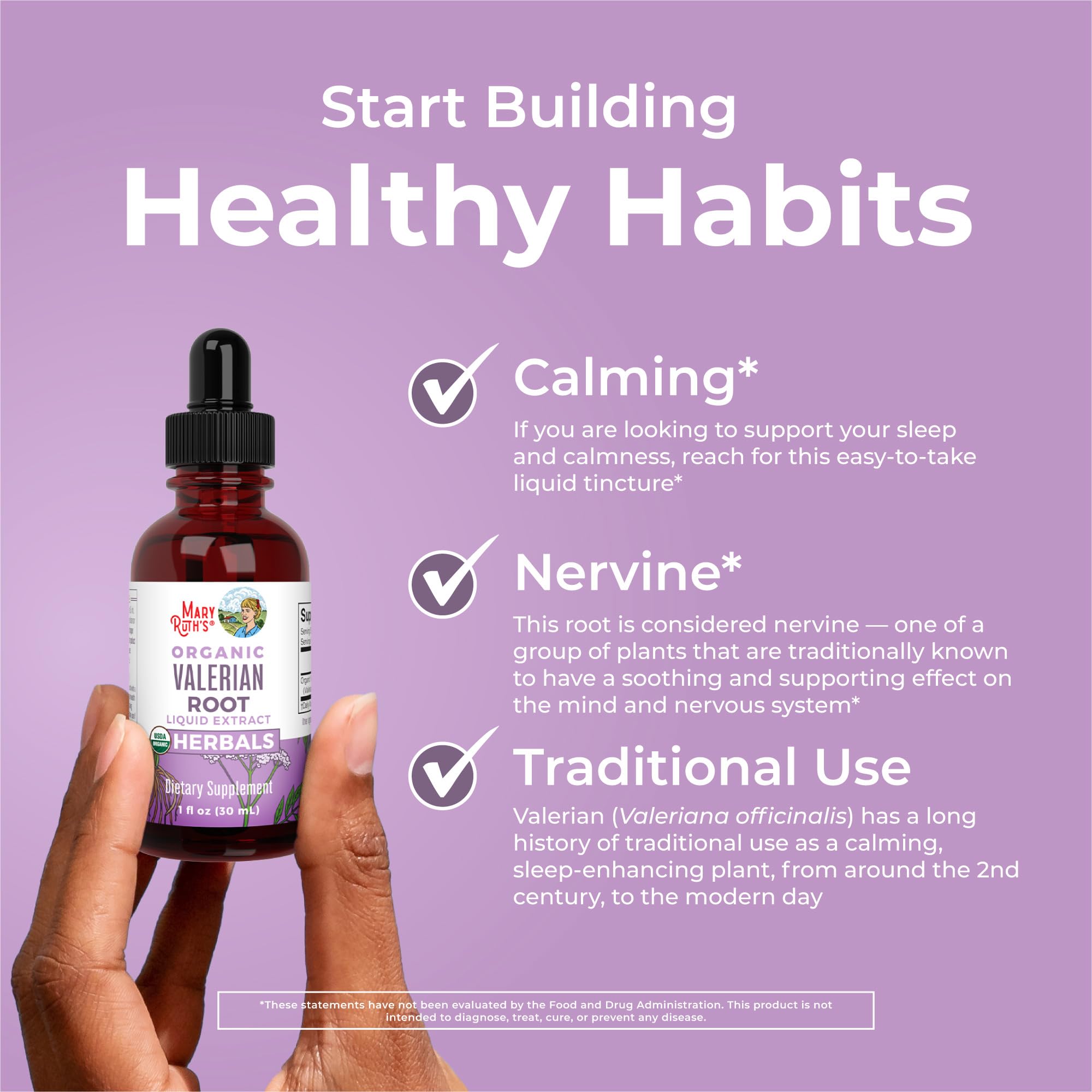 MARYRUTH'S Organics Valerian Root Liquid Drops | 2 Month Supply | Sugar Free | USDA Organic Valerian Root Drops | Support Sleep | Calm and Stress Relief