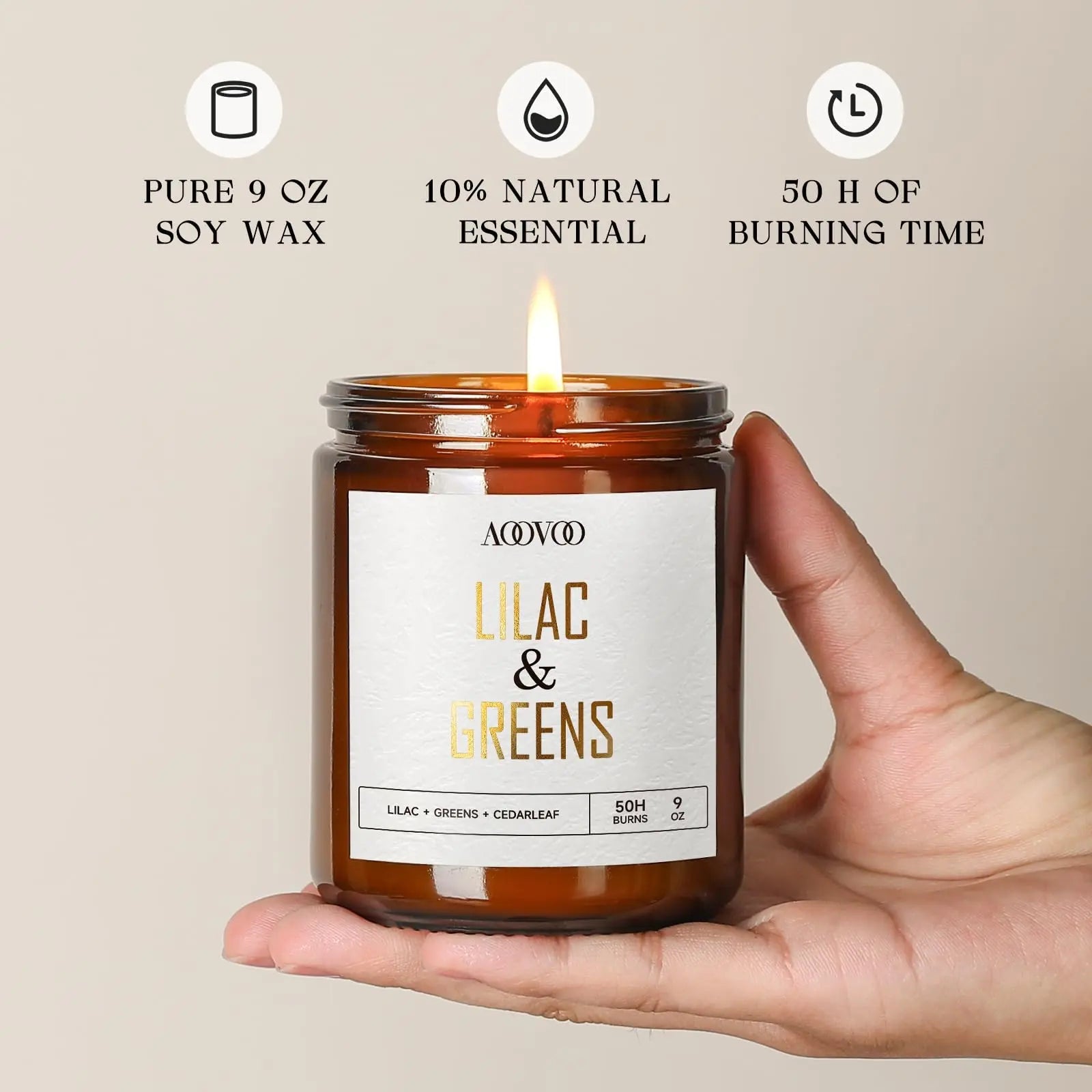 AOOVOO Lilac Candle, Candles Gifts for Women, Green Leaves Lilac Candle, Scented Candle AOOVOO Au supplements