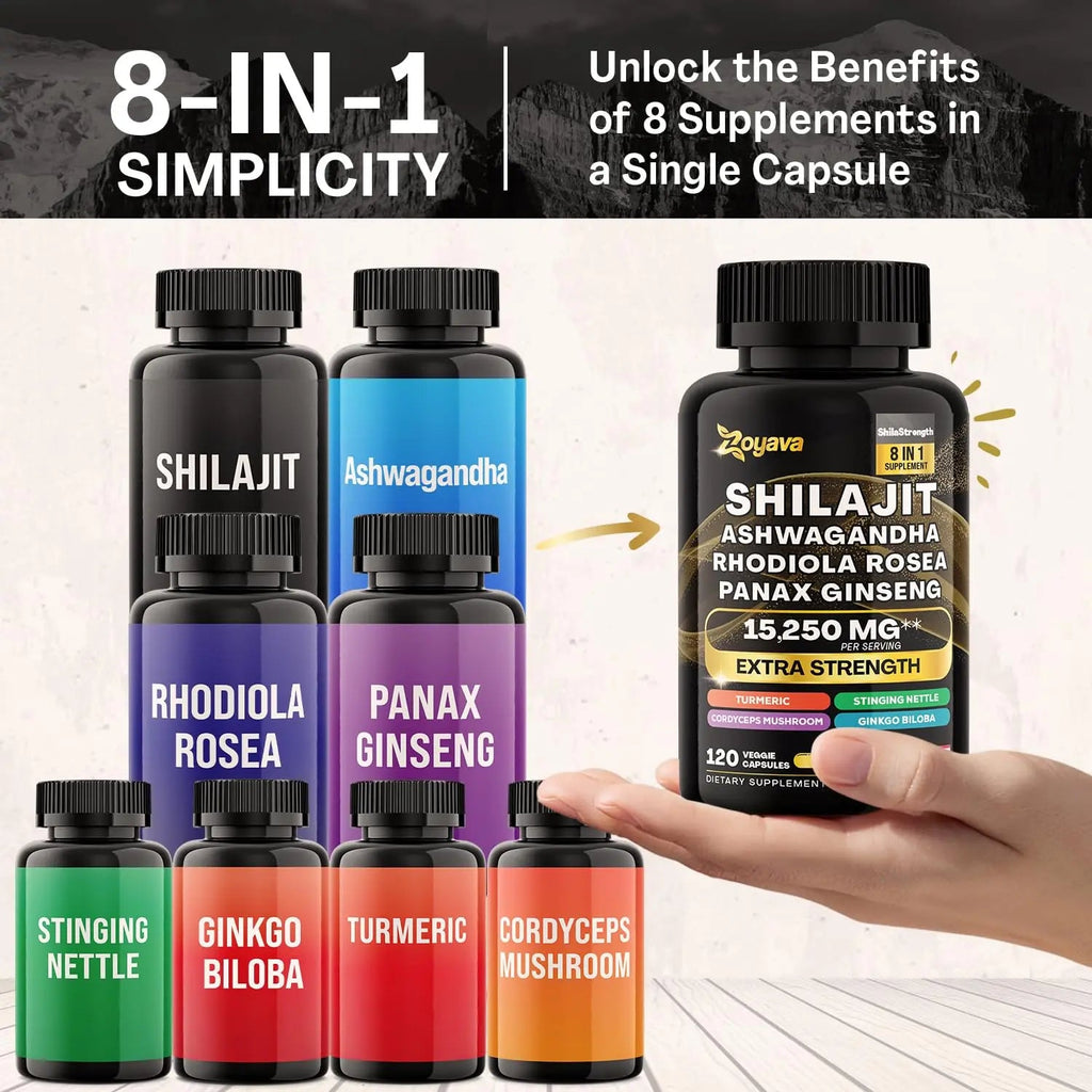 Zoyava Shilajit 9000MG Radiant Health Blend Ashwagandha 2000MG Rhodiola Rosea Zoyava Au supplements