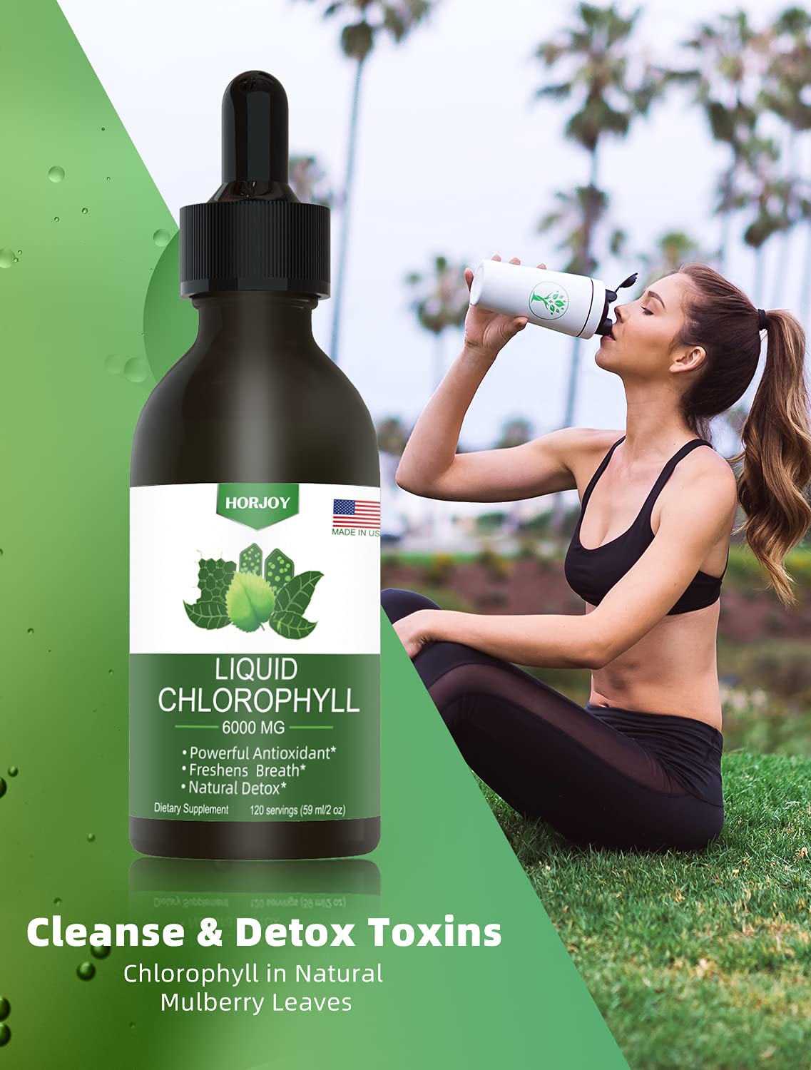 Chlorophyll Liquid Drops - 100% Natural Energy Booster and Immune Support - Internal Deodorant and Detox - Altitude Sickness Relief - Fast Absorption