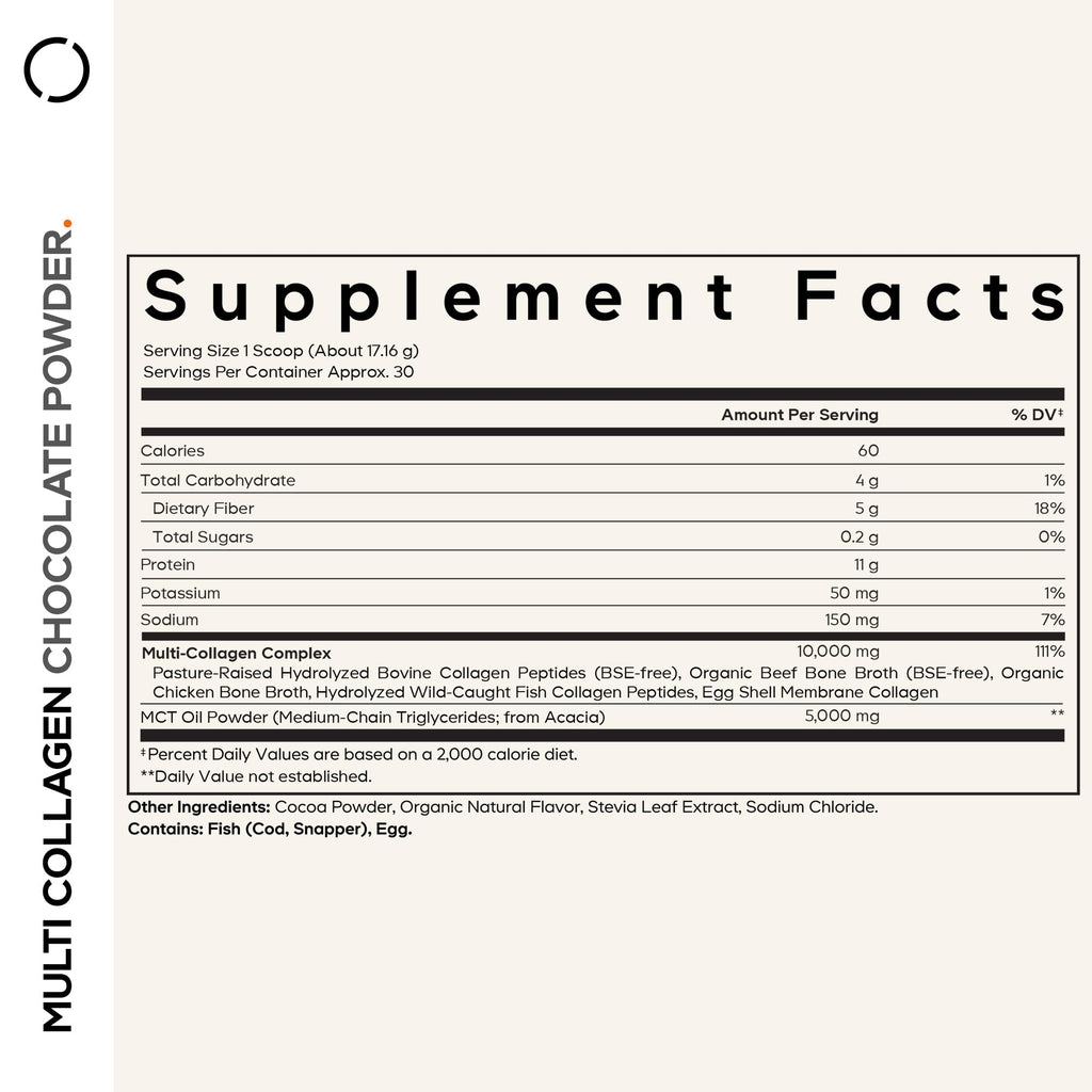 Codeage Multi Collagen Chocolate Protein Powder - Hydrolyzed Bovine Collagen Peptides, 5 Collagen Types & MCT Oil - Collagen Creamer, Chocolate Collagen Peptides - Protein Shakes - Non-GMO - 18.17 oz Codeage Au supplements