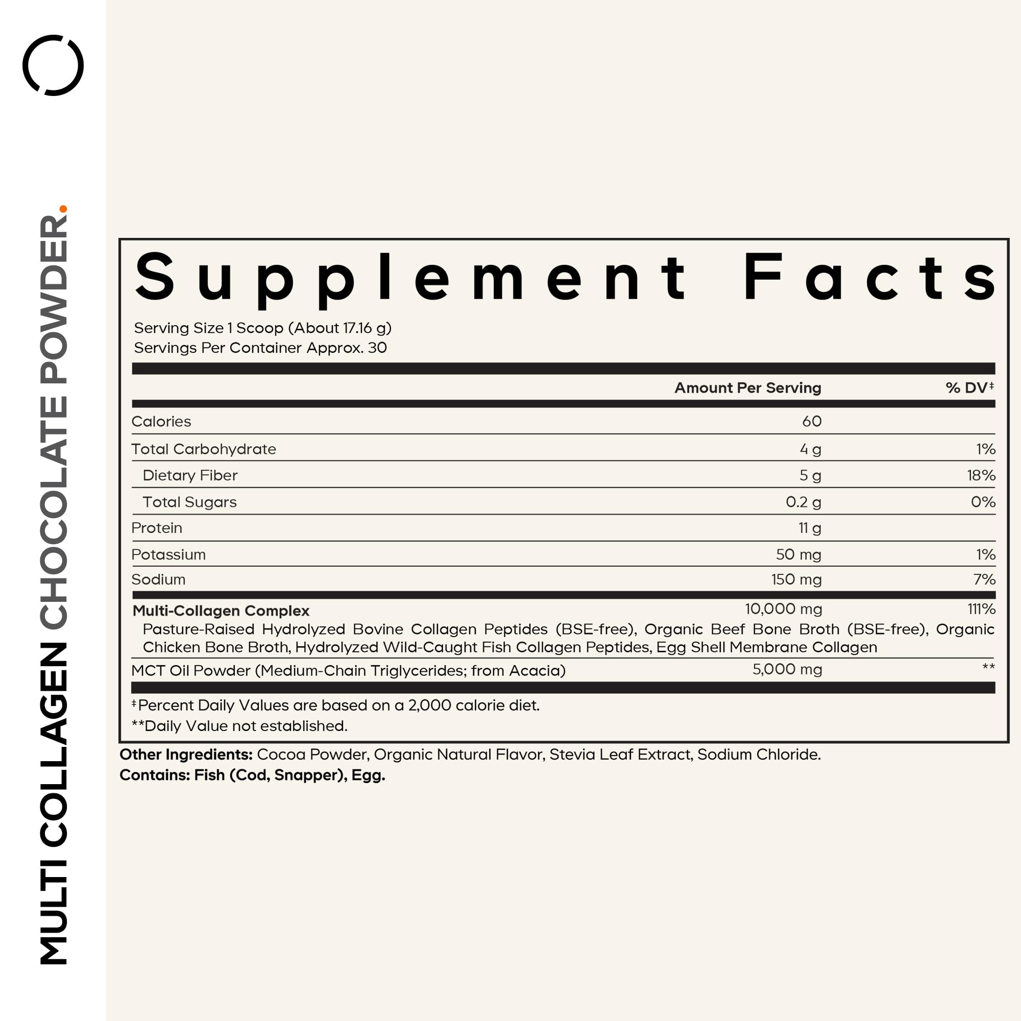 Codeage Multi Collagen Chocolate Protein Powder - Hydrolyzed Bovine Collagen Peptides, 5 Collagen Types & MCT Oil - Collagen Creamer, Chocolate Collagen Peptides - Protein Shakes - Non-GMO - 18.17 oz Codeage Au supplements