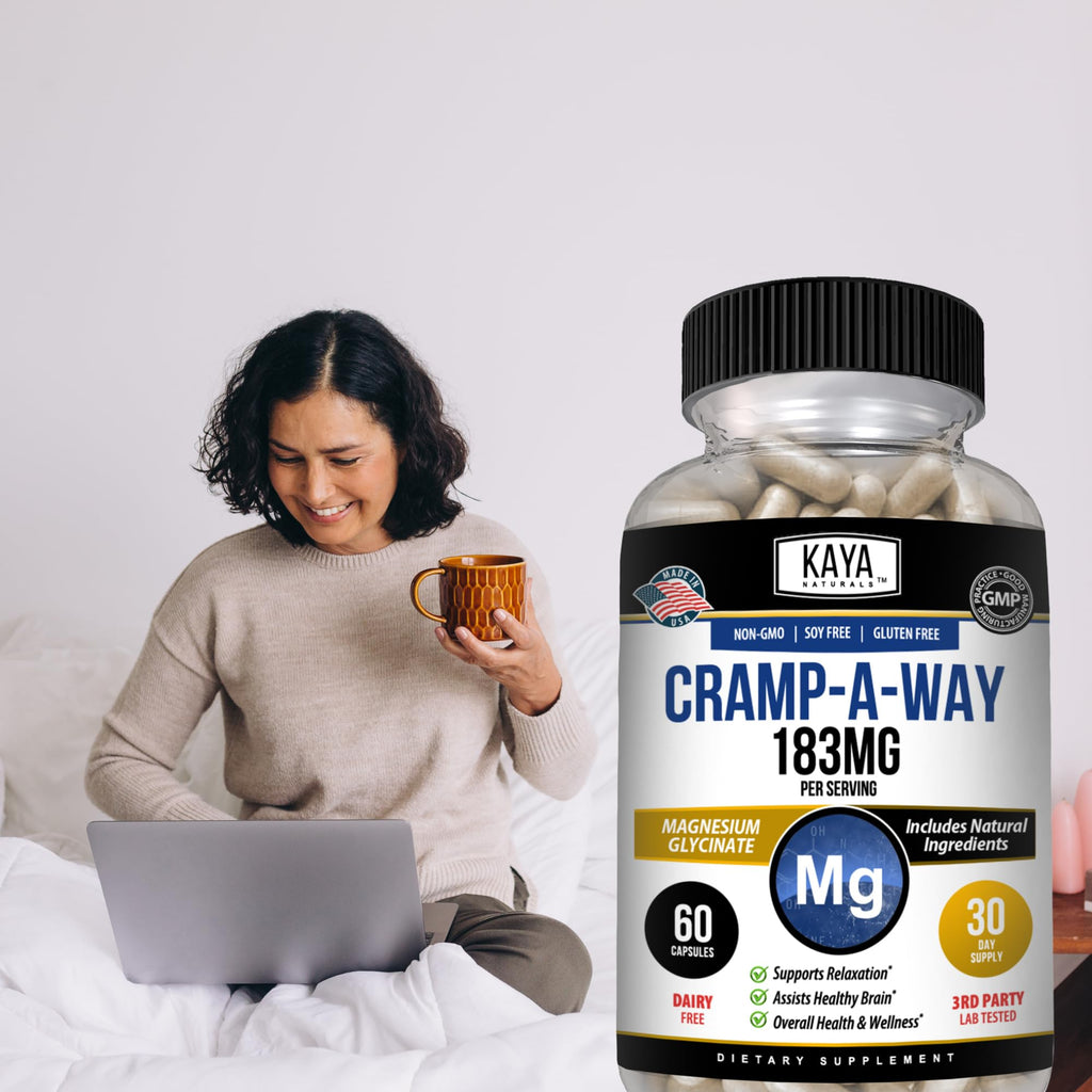 Kaya Naturals Cramp-A-Way Magnesium Glycinate 183mg (60 Count (Pack of 1) Kaya Naturals Au supplements