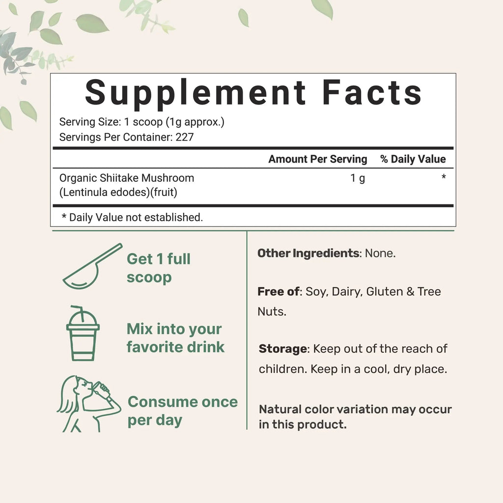 Sustainably US Grown, Organic Shiitake Mushrooms Powder, 8 Ounce Micro Ingredients Au supplements