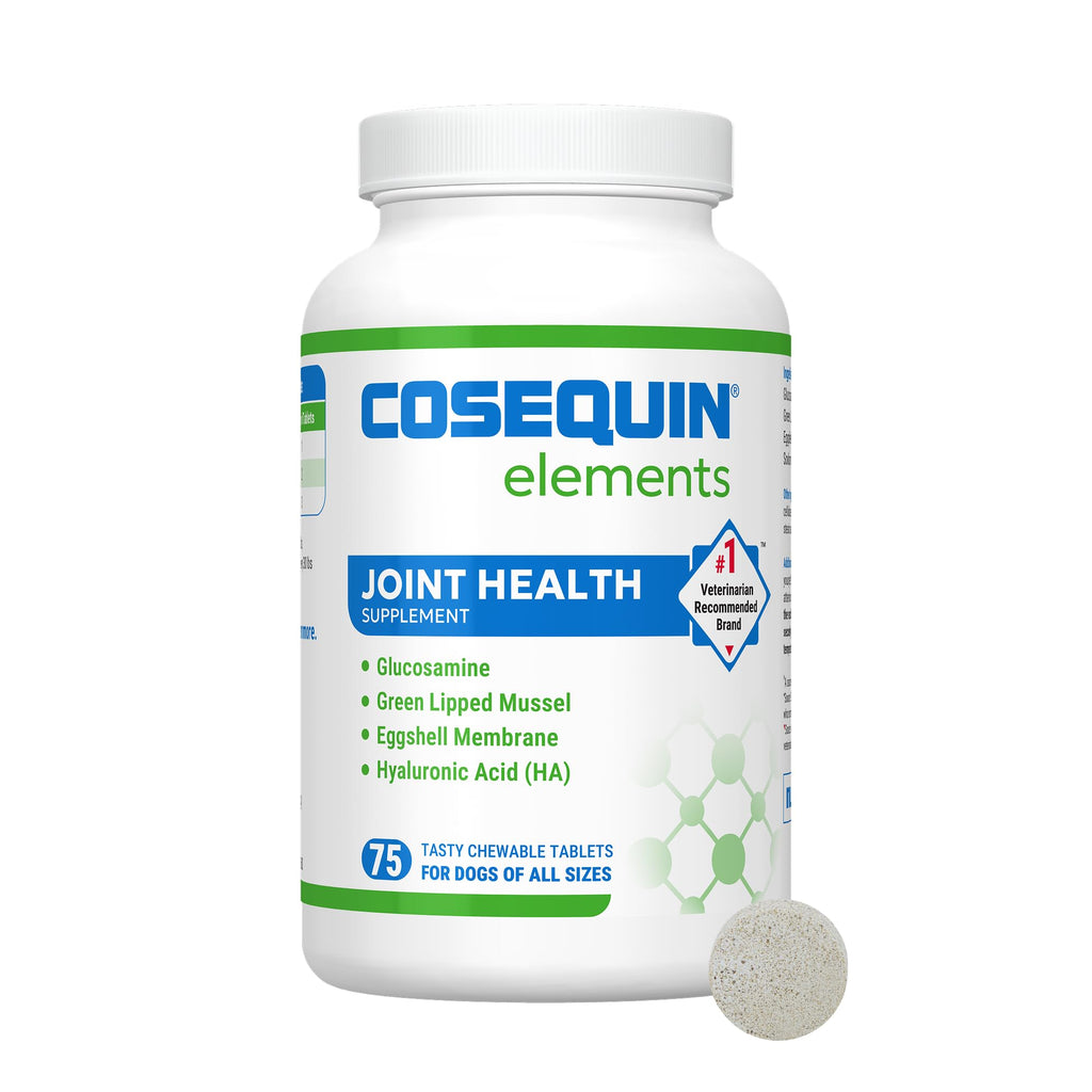 Nutramax Cosequin Elements Dog Joint Health Supplement with Glucosamine, Green Lipped Mussel, Omega-3s, Eggshell Membrane, Hyaluronic Acid, & Postbiotics, 75 Tasty Chewable Tablets for Dogs Nutramax Laboratories Au supplements